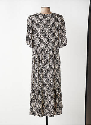 Rochie midi imprimeu fantezie mâneci scurte negru ZILCH femeie