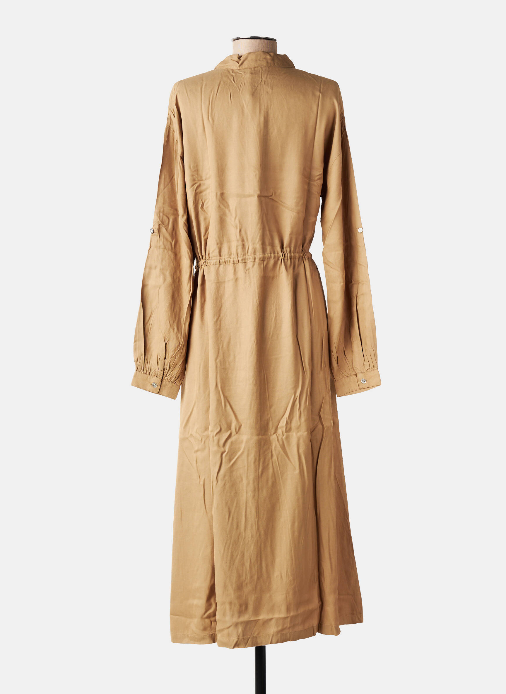 Rochie lungă mâneci lungi mâneci lungi maro KAFFE femeie