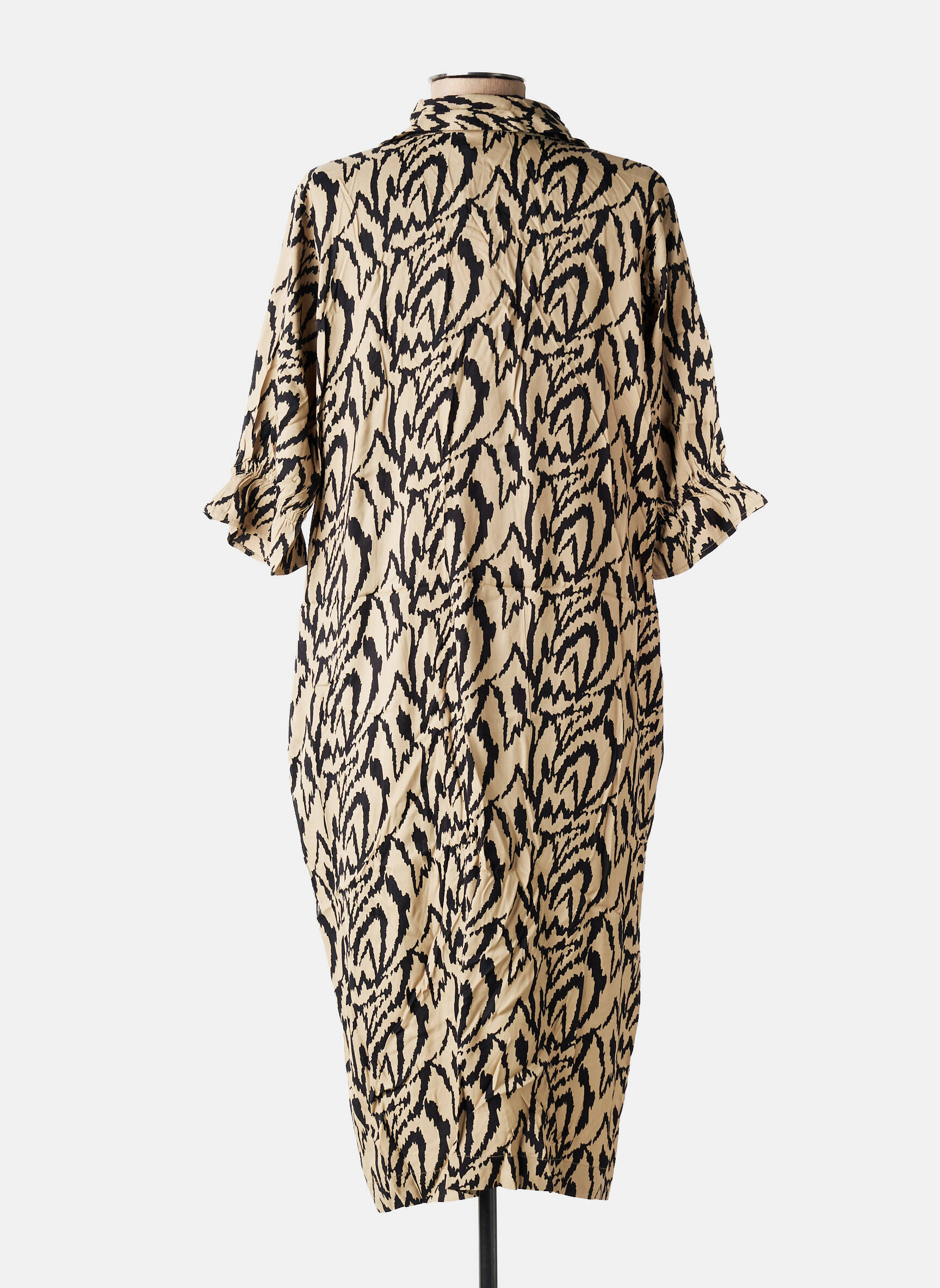 Rochie midi mâneci 3/4 mâneci 3/4 bej KAFFE femeie