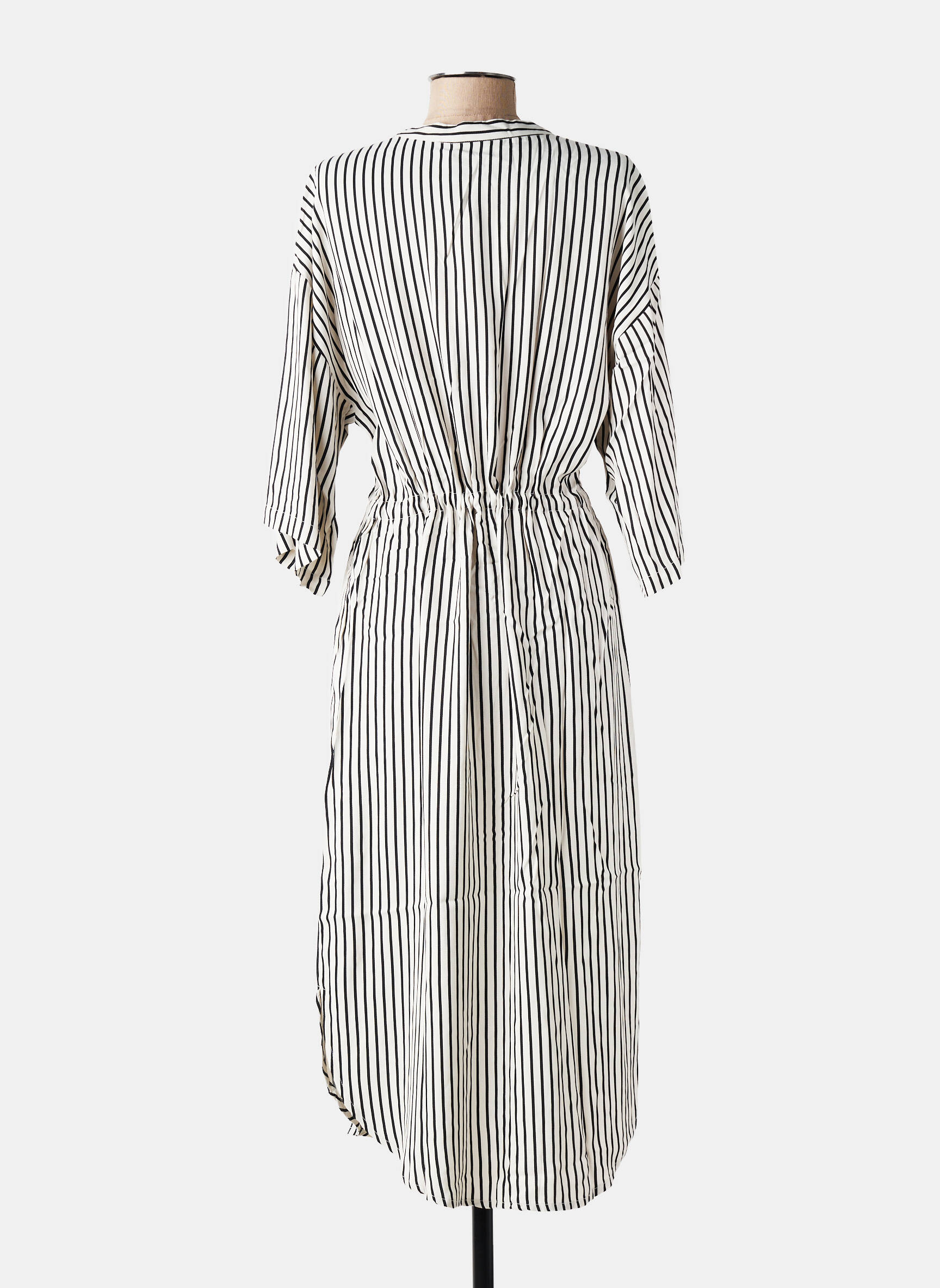 Rochie lungă croială cambrată mâneci 3/4 bej KAFFE femeie