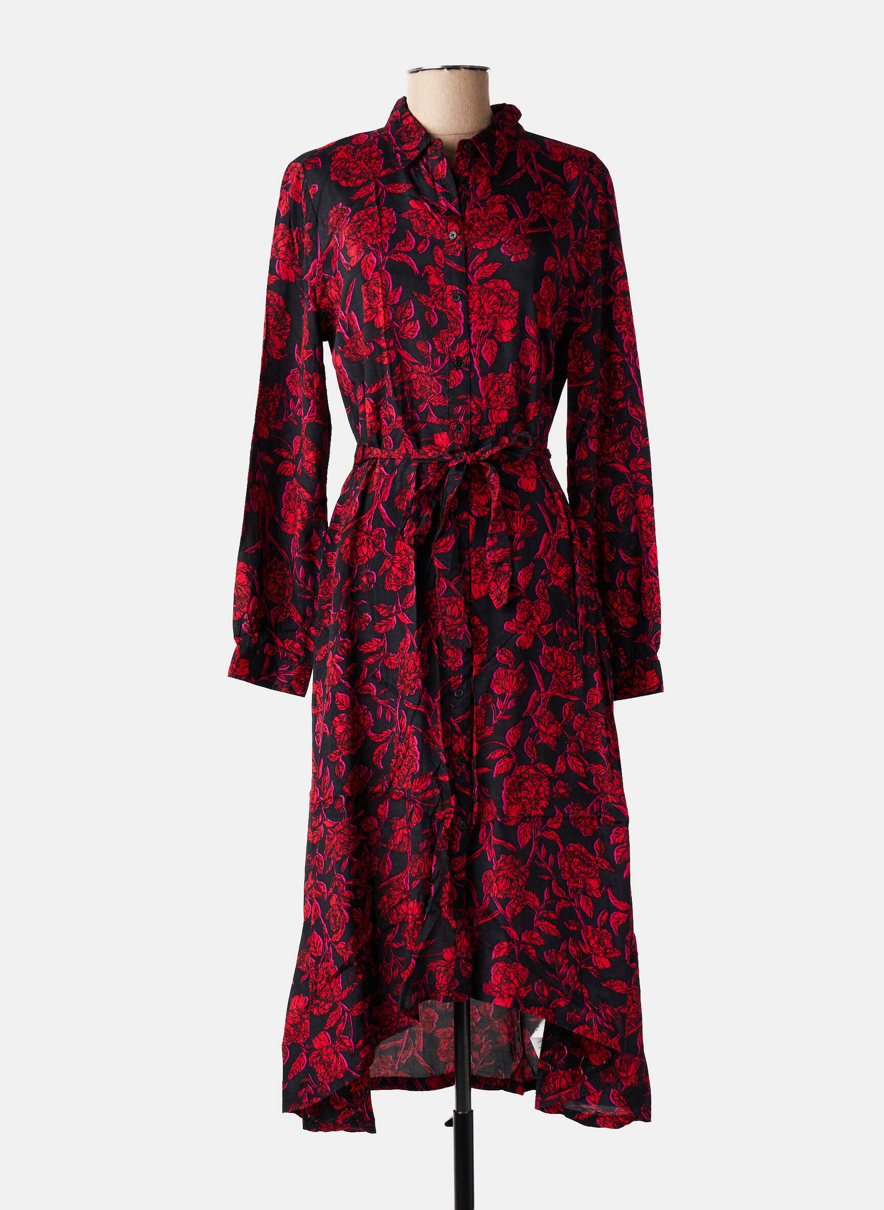 Rochie lungă mâneci lungi mâneci lungi roșu KAFFE femeie