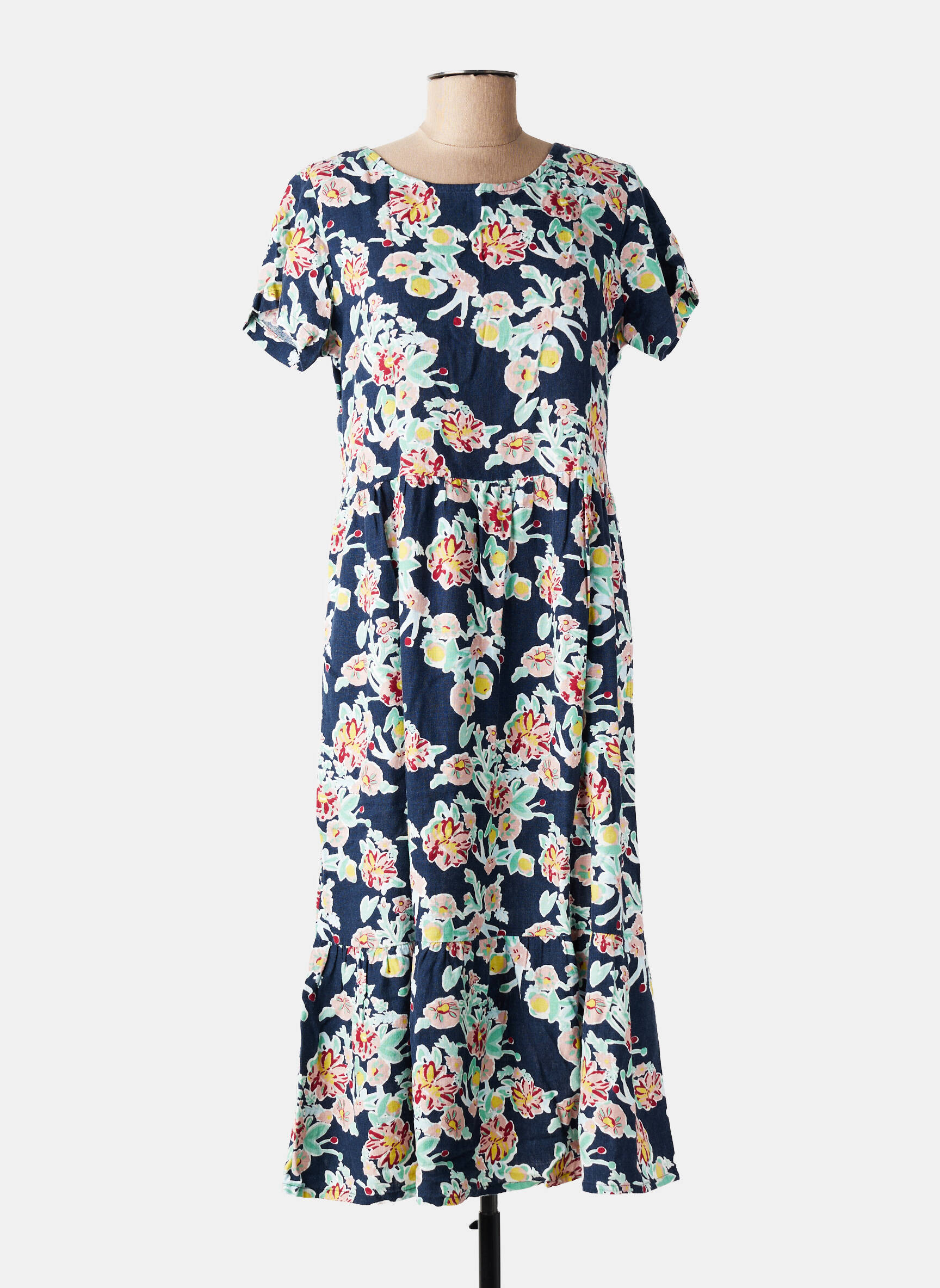 Rochie lungă imprimeu floral mâneci scurte albastru LILY & ME femeie