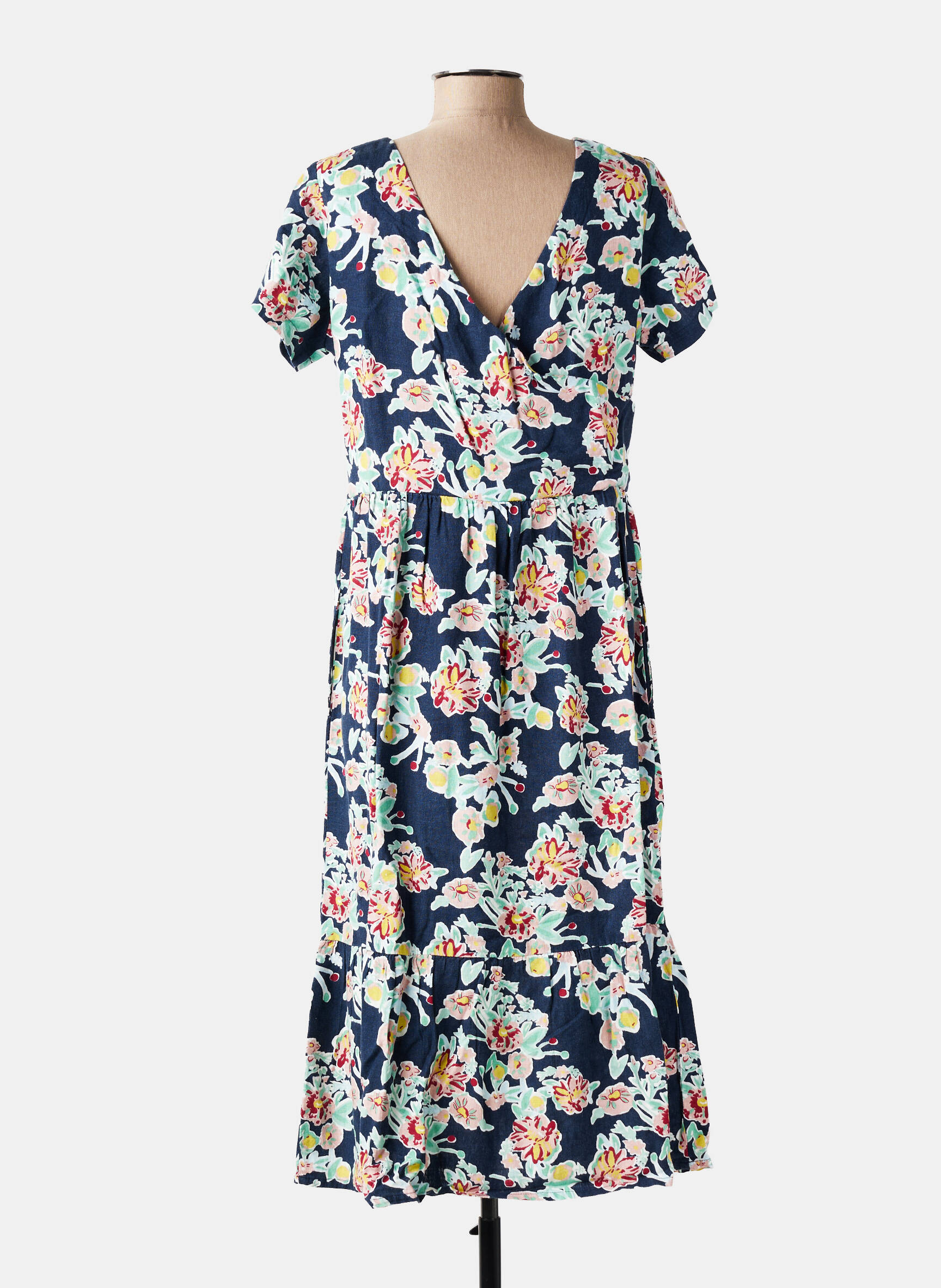 Rochie lungă imprimeu floral mâneci scurte albastru LILY & ME femeie