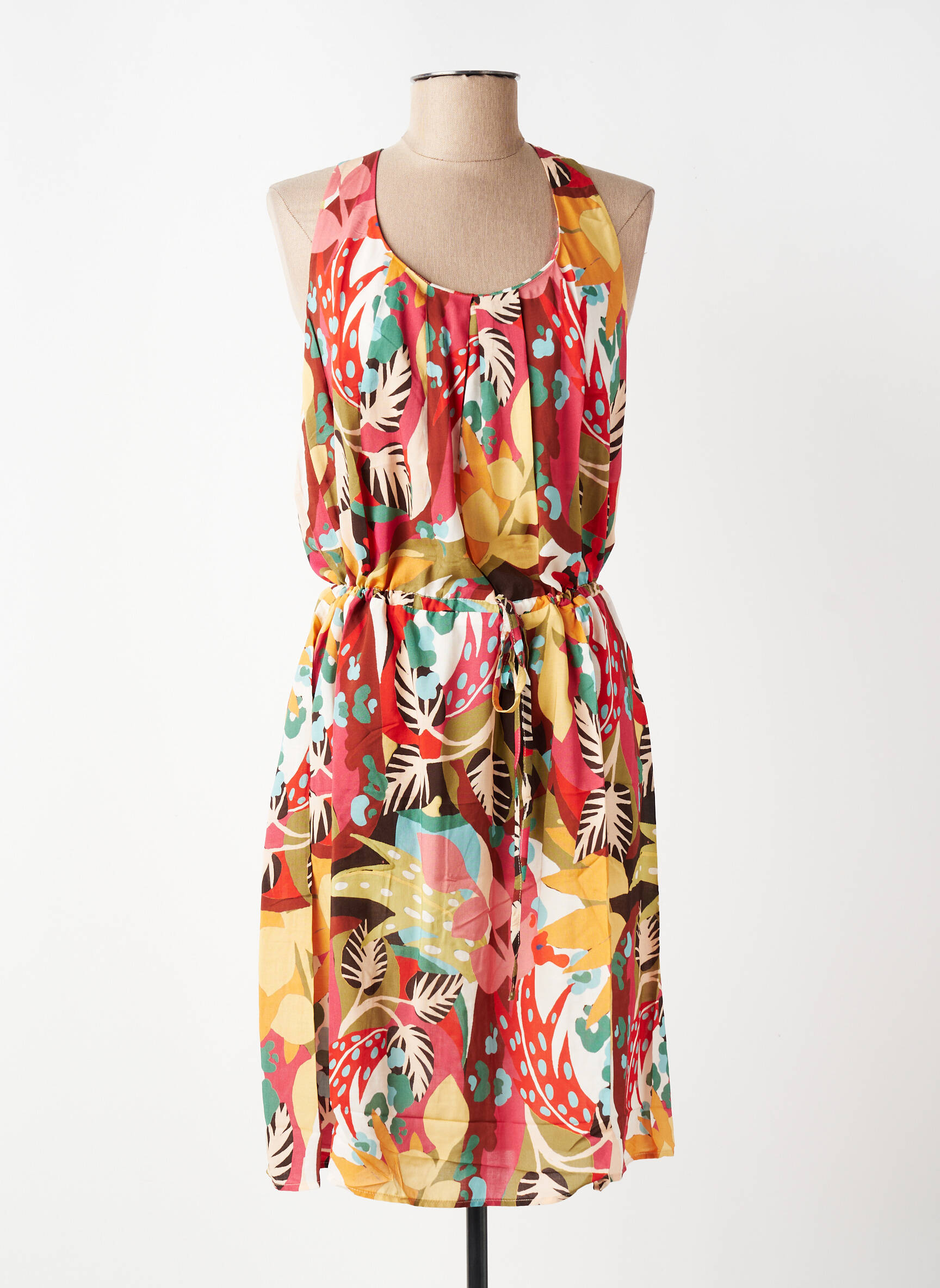 Rochie midi imprimeu floral fără mâneci roșu C'EST BEAU LA VIE femeie