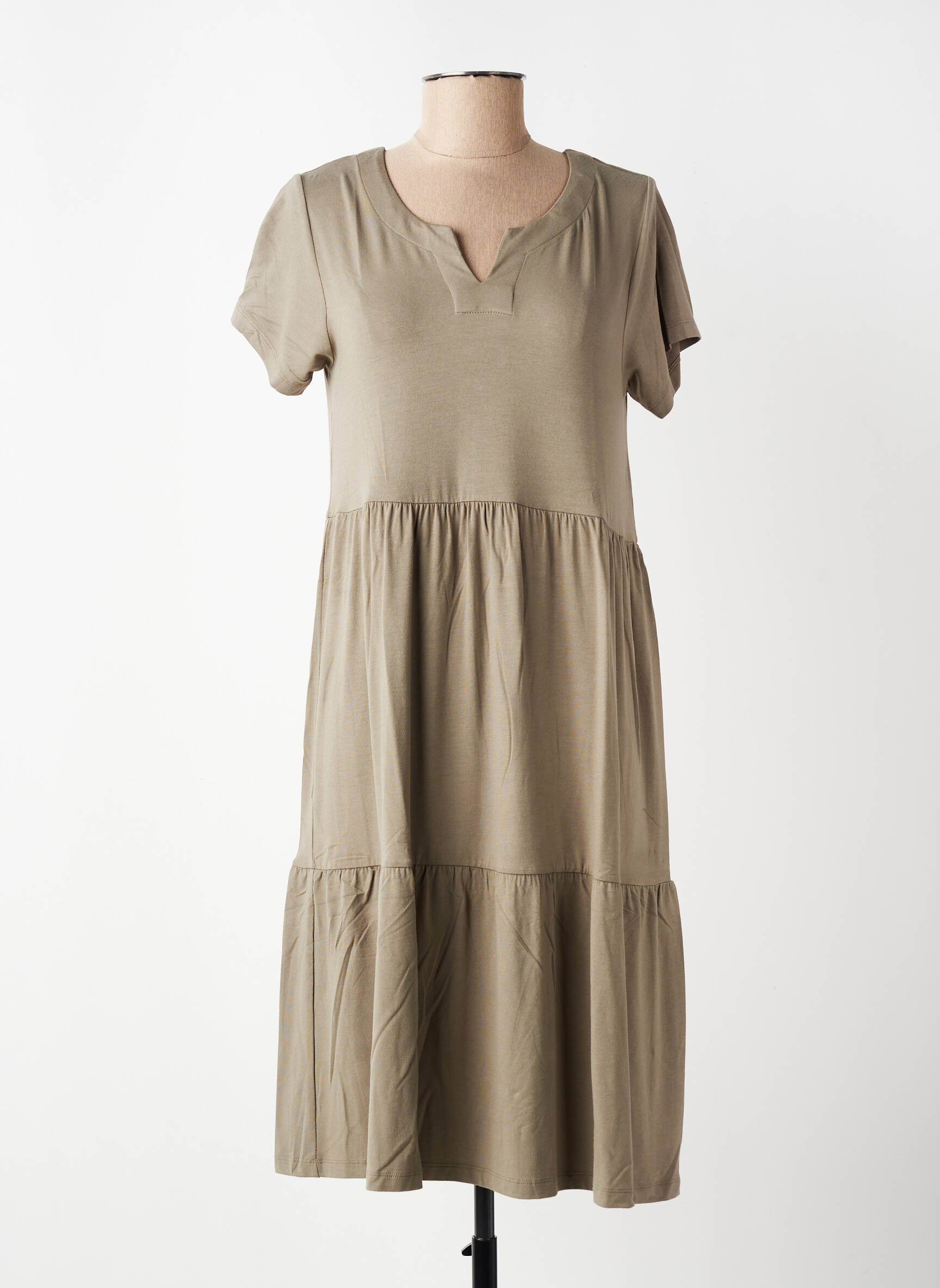 Rochie midi mâneci scurte mâneci scurte verde KAFFE femeie
