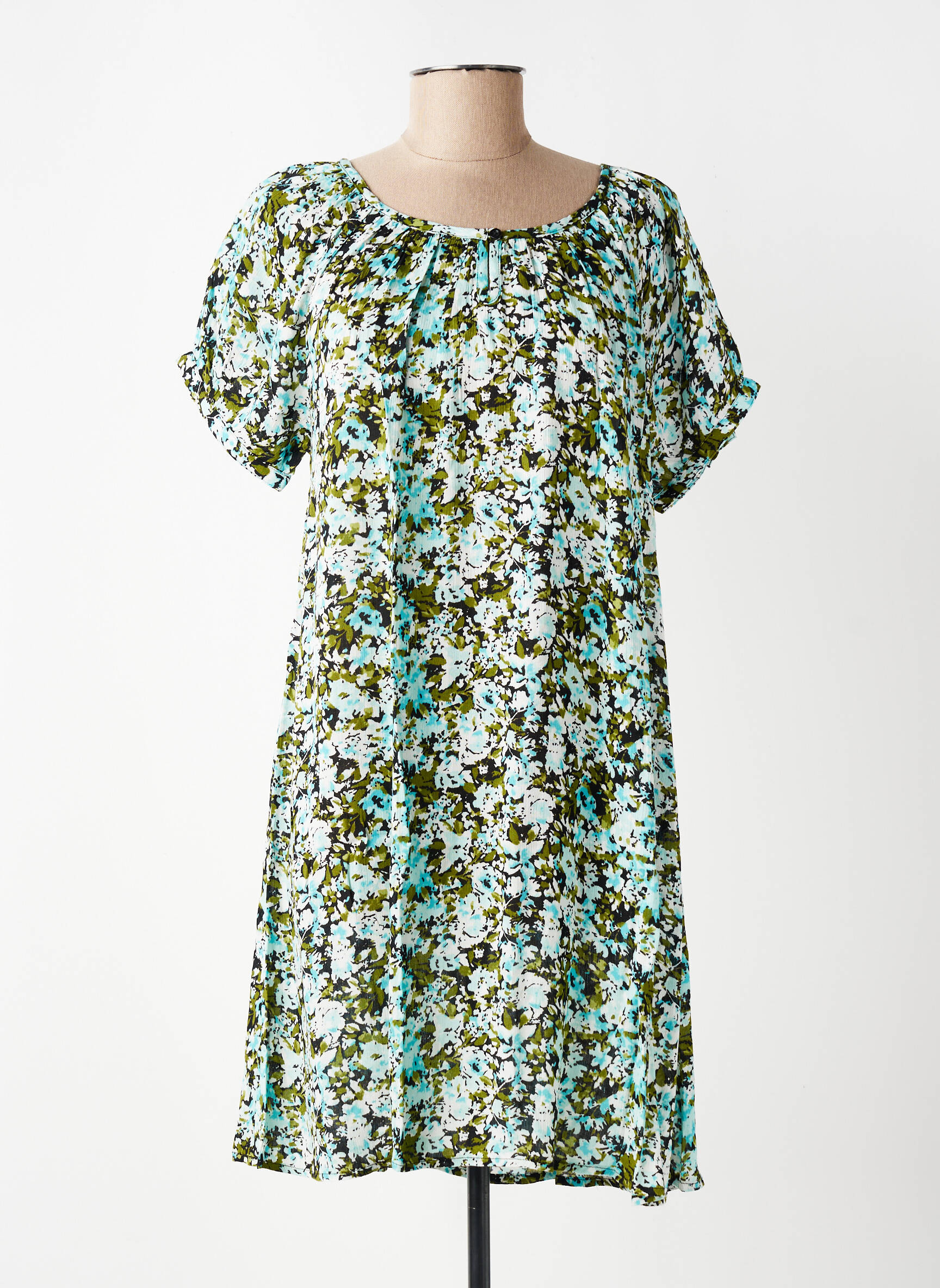 Rochie scurtă croială evazată mâneci scurte albastru KAFFE femeie