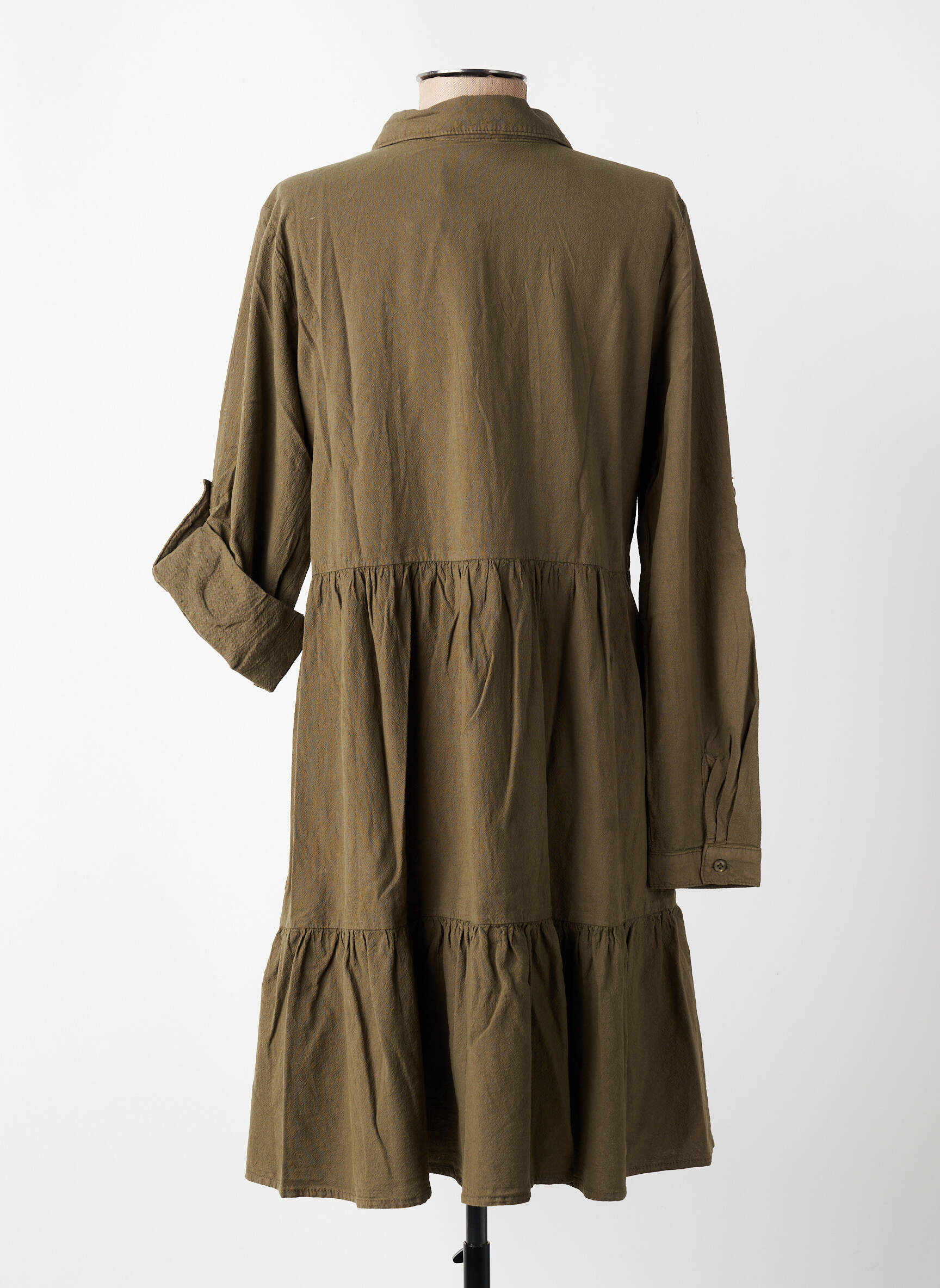 Rochie midi țesătură crep mâneci lungi verde KAFFE femeie