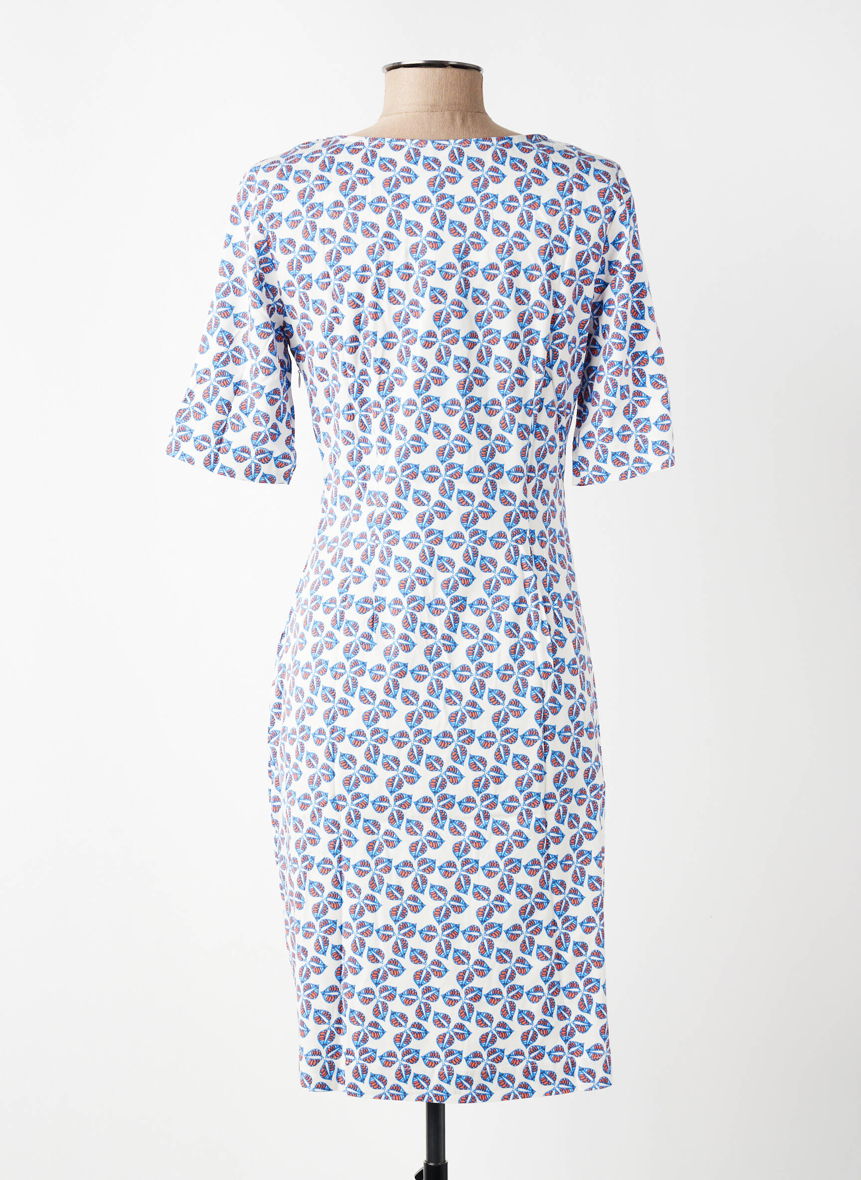 Rochie midi imprimeu fantezie mâneci scurte albastru ZILCH femeie