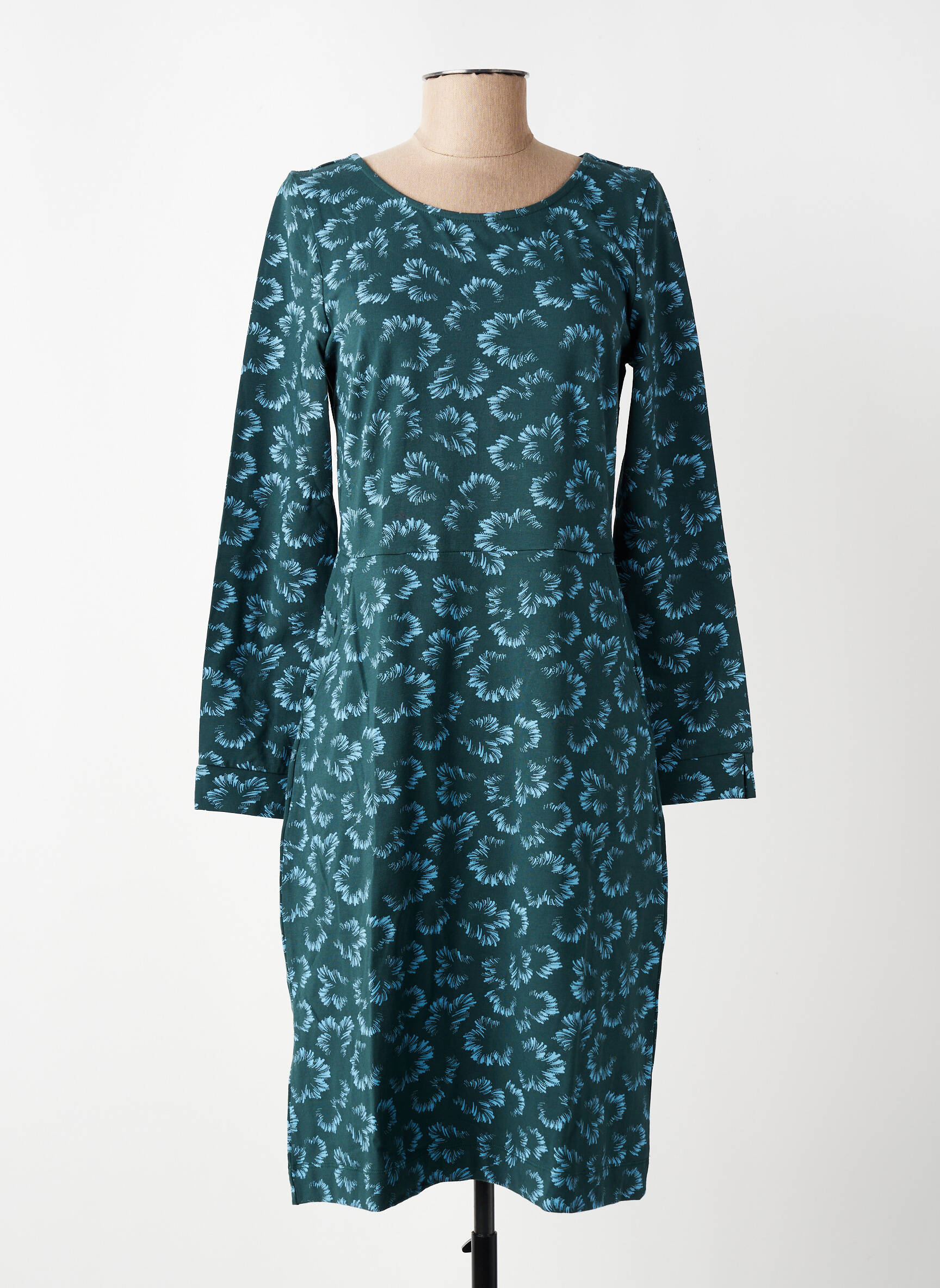 Rochie midi imprimeu fantezie mâneci lungi verde ZILCH femeie