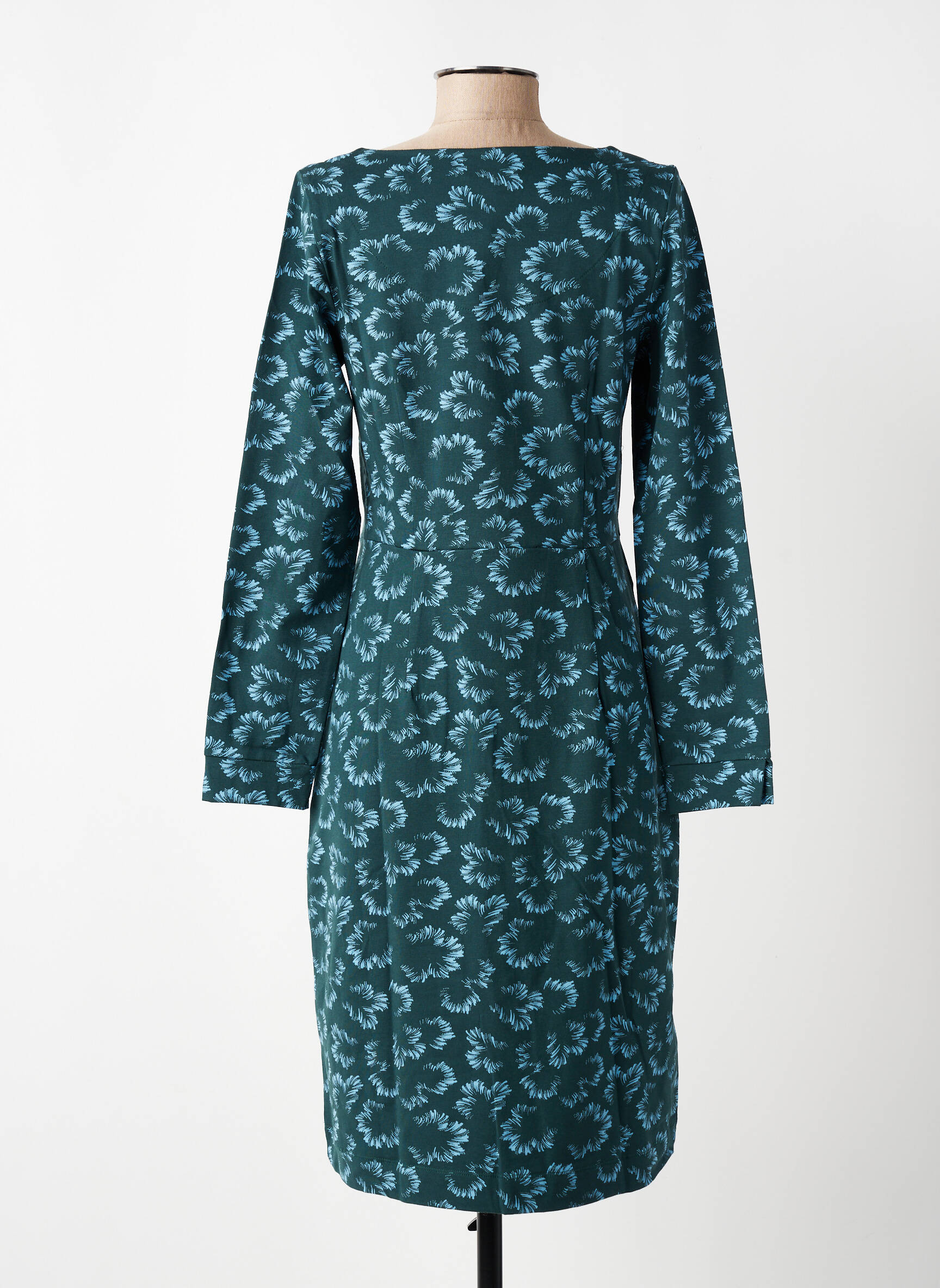 Rochie midi imprimeu fantezie mâneci lungi verde ZILCH femeie
