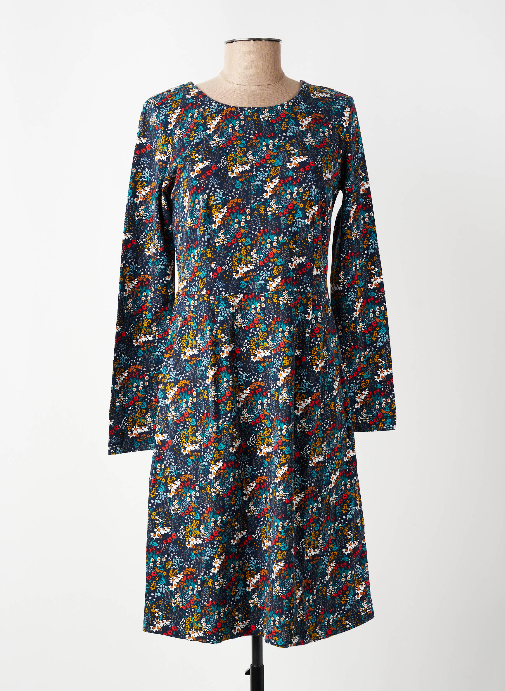 Rochie midi imprimeu floral mâneci lungi albastru LILY & ME femeie