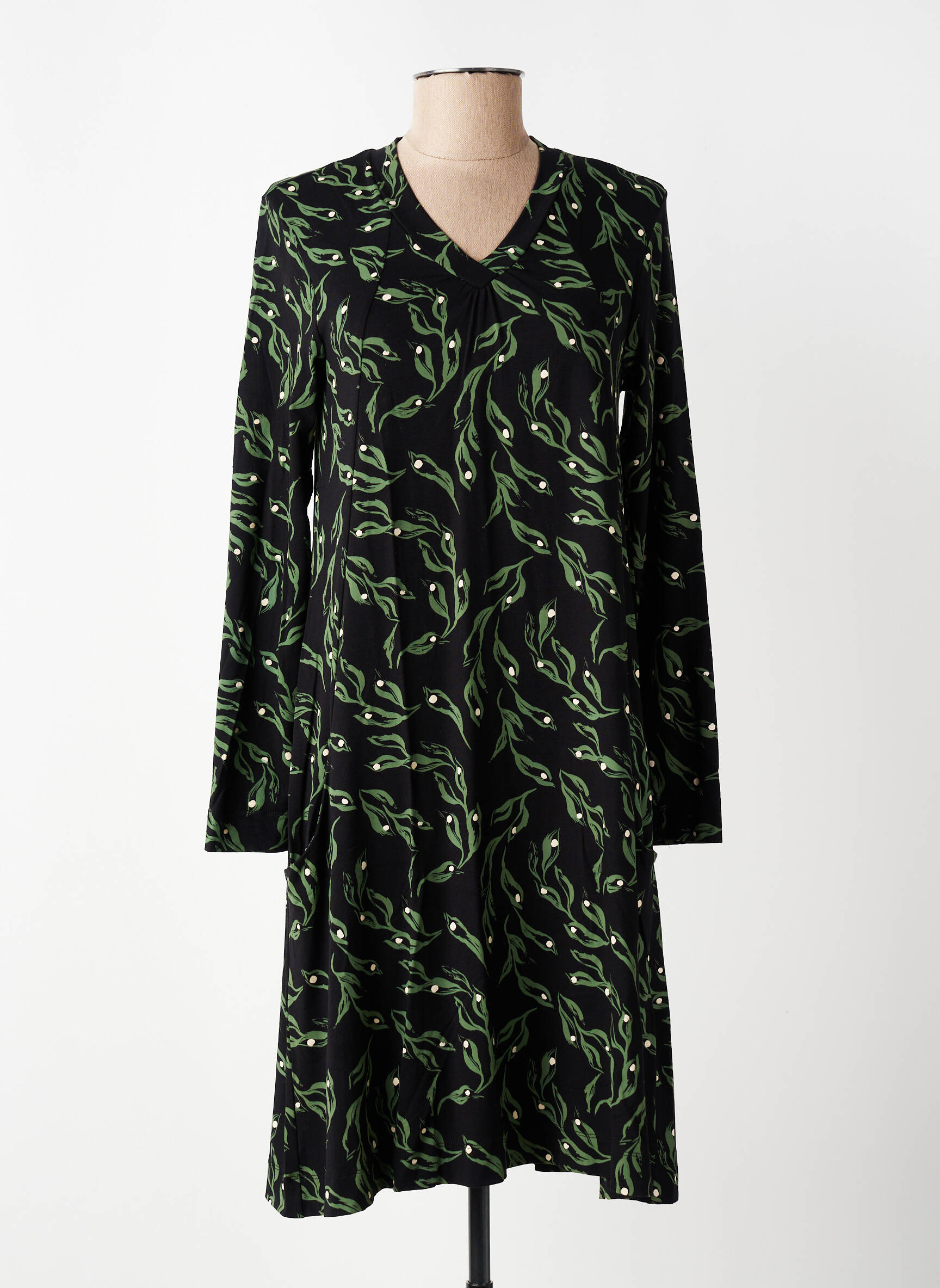 Rochie midi imprimeu fantezie mâneci lungi negru ZILCH femeie