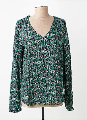 Top țesătură crep mâneci lungi verde KAFFE femeie