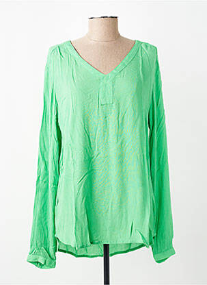 Top țesătură crep mâneci lungi verde KAFFE femeie