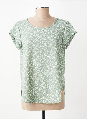 Top țesătură crep mâneci scurte verde ONLY femeie