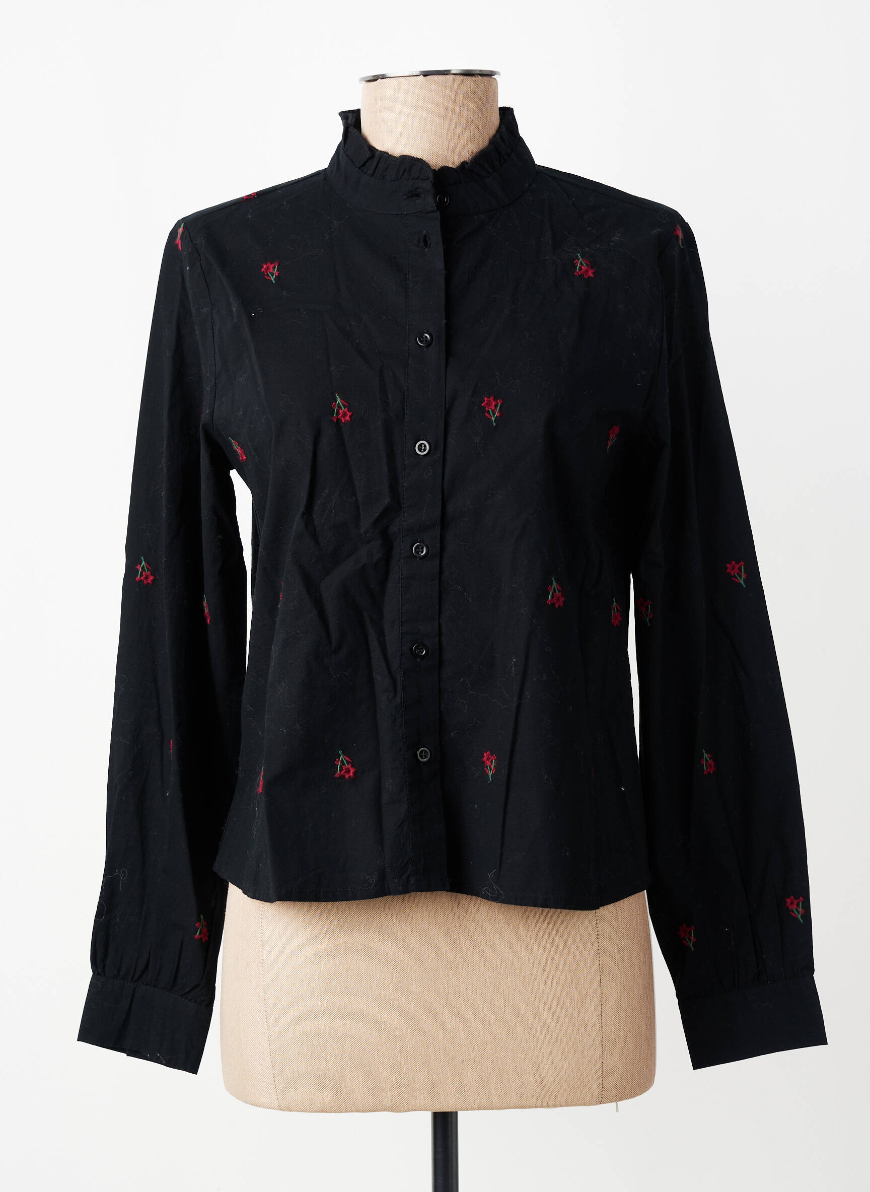 Cămașă imprimeu floral mâneci lungi negru ONLY femeie