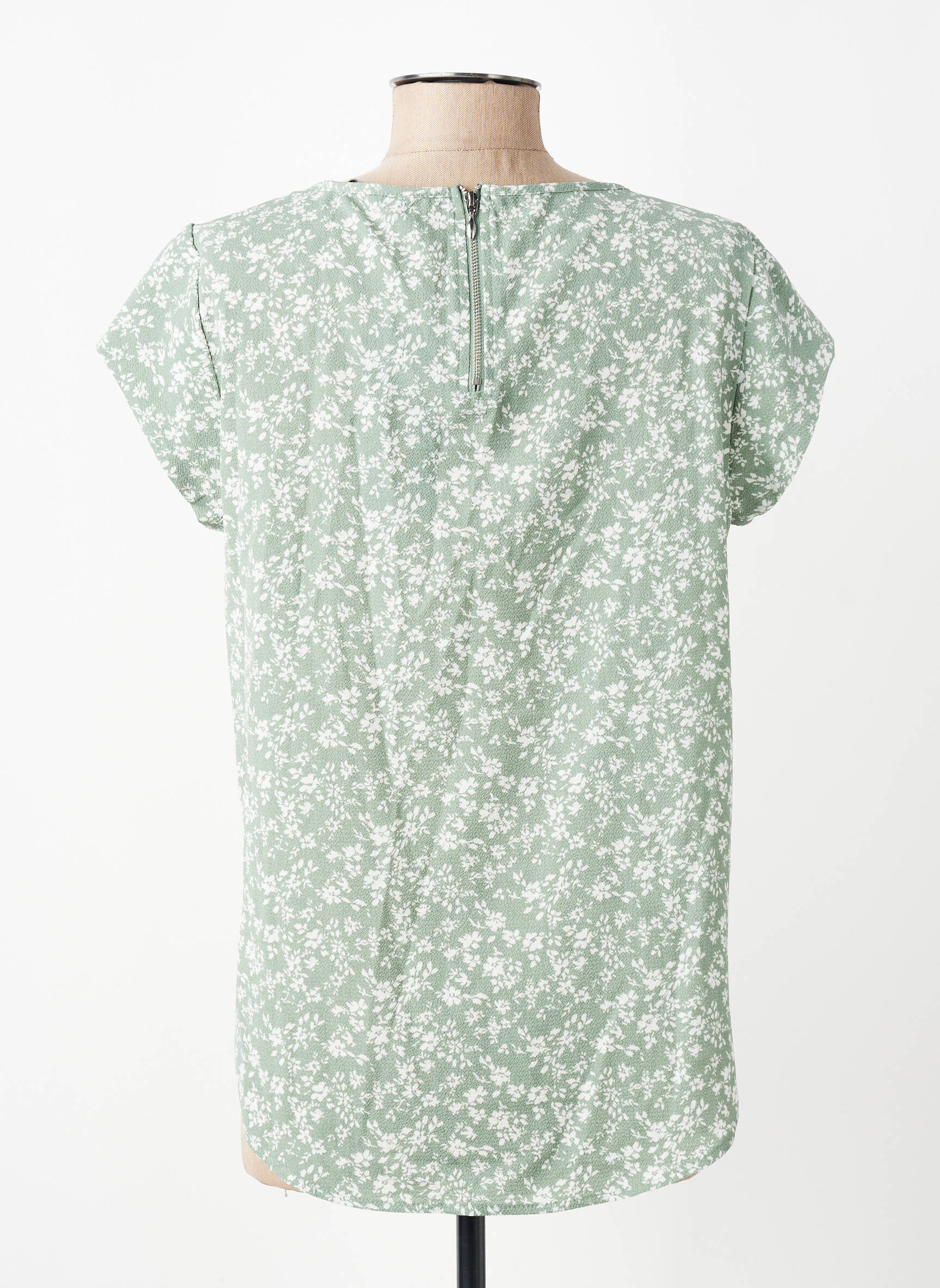 Top țesătură crep mâneci scurte verde ONLY femeie