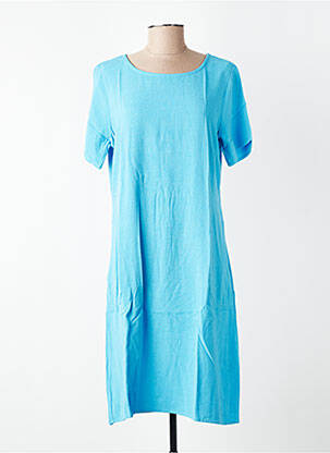 Rochie midi croială fluidă mâneci scurte albastru KAFFE femeie