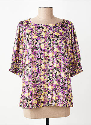 Bluză imprimeu floral mâneci 3/4 violet KAFFE femeie