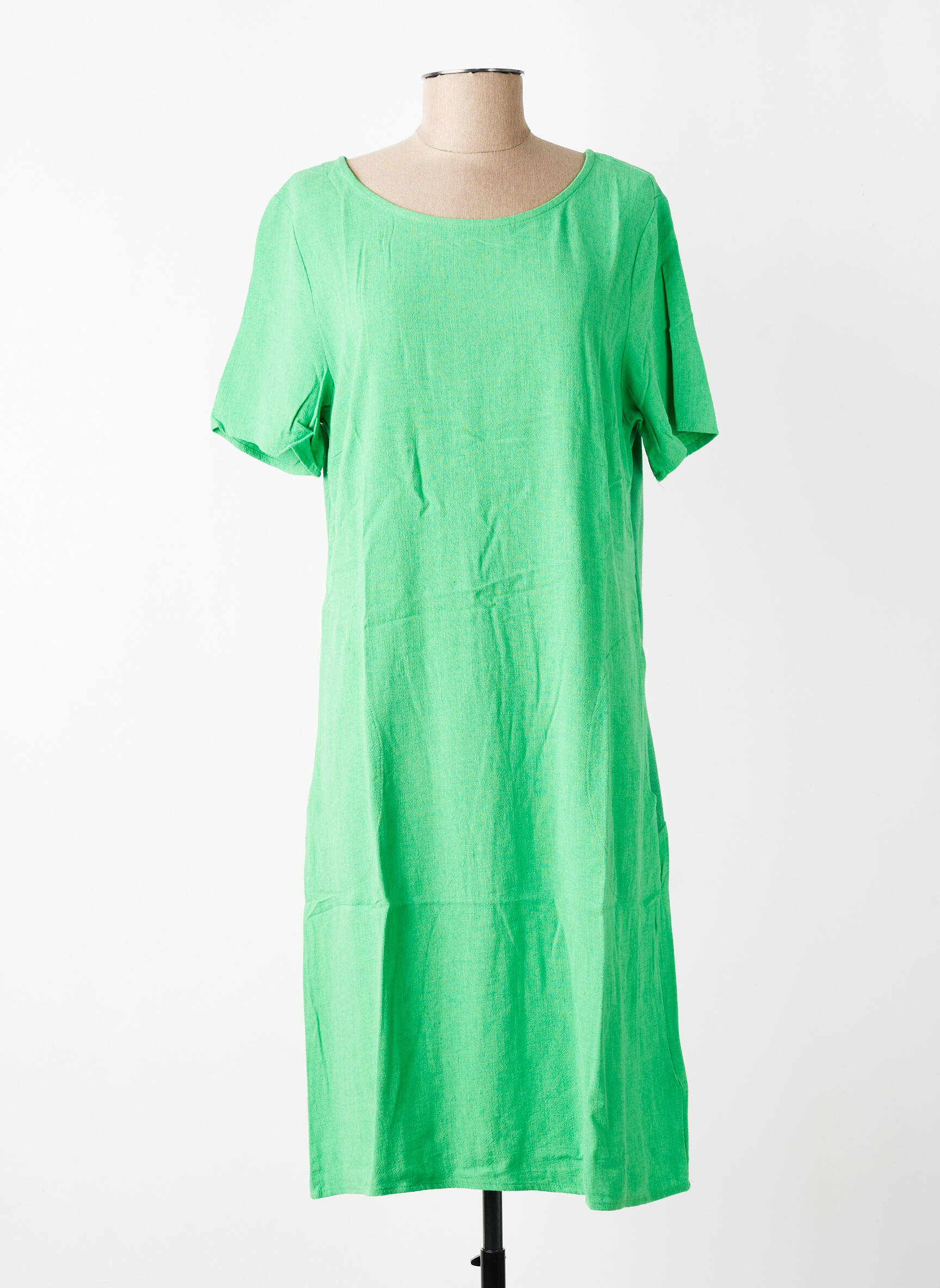 Rochie midi croială fluidă mâneci scurte verde KAFFE femeie