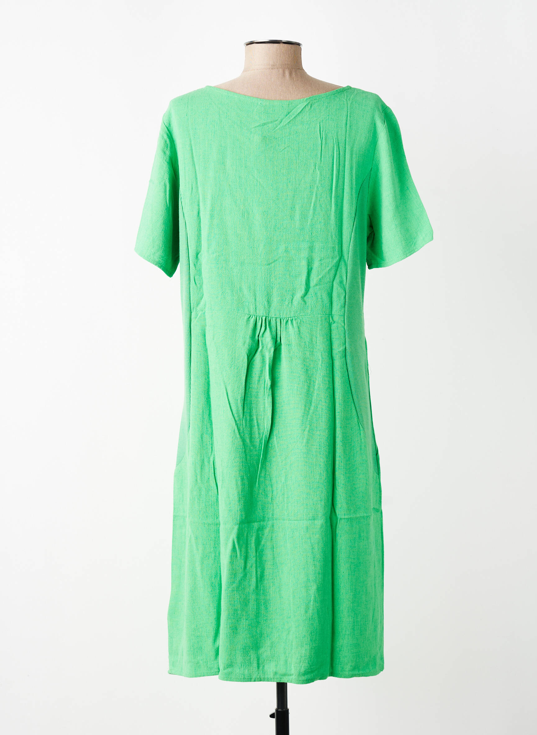 Rochie midi croială fluidă mâneci scurte verde KAFFE femeie