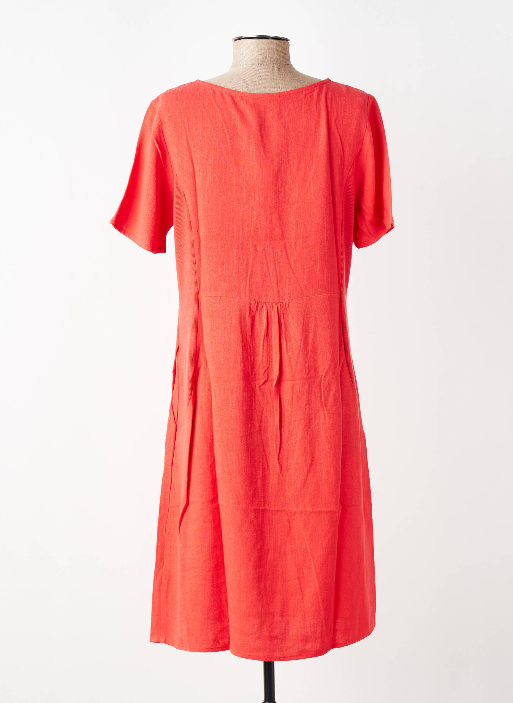 Rochie midi croială fluidă mâneci scurte roșu KAFFE femeie