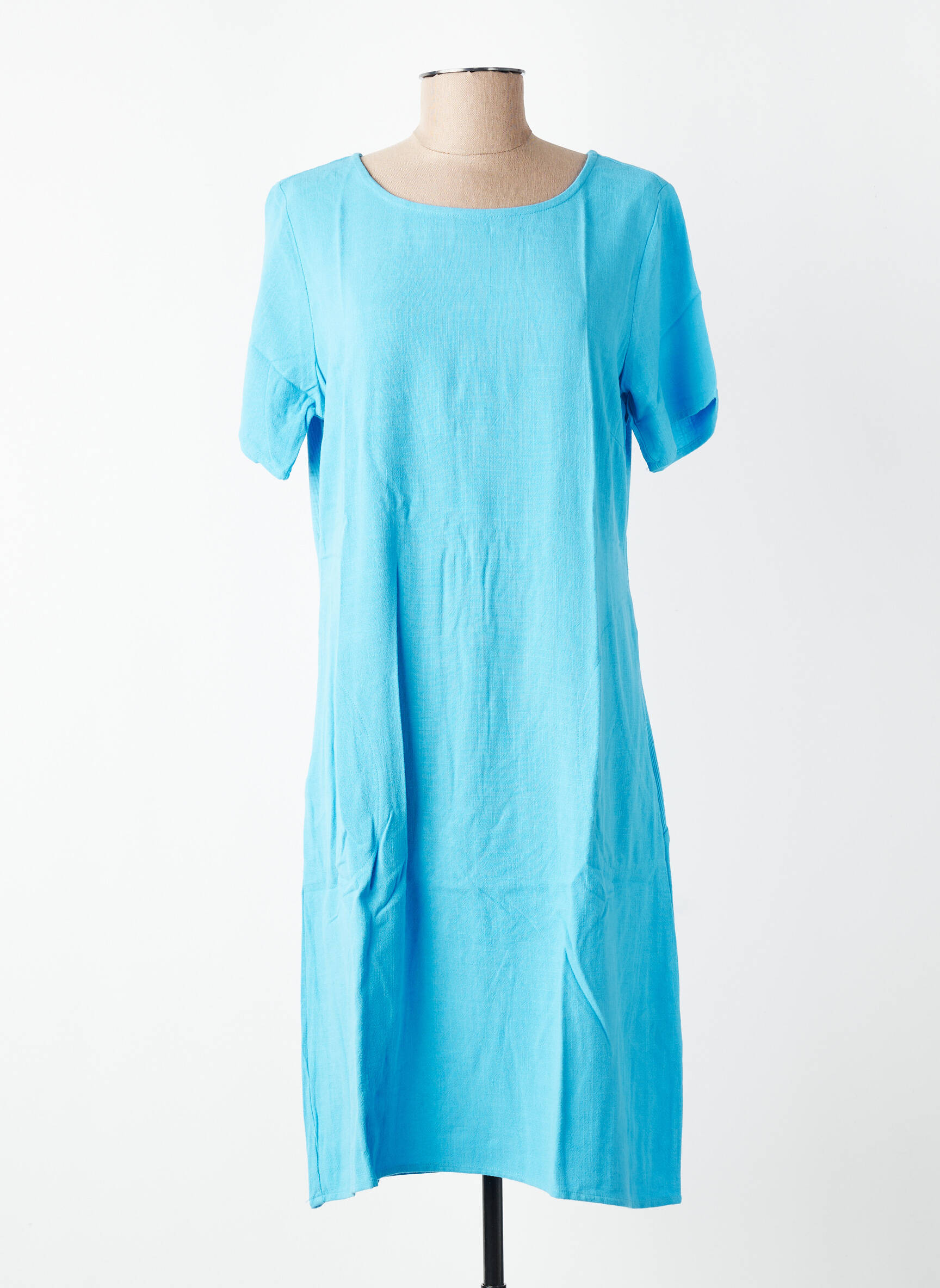 Rochie midi croială fluidă mâneci scurte albastru KAFFE femeie