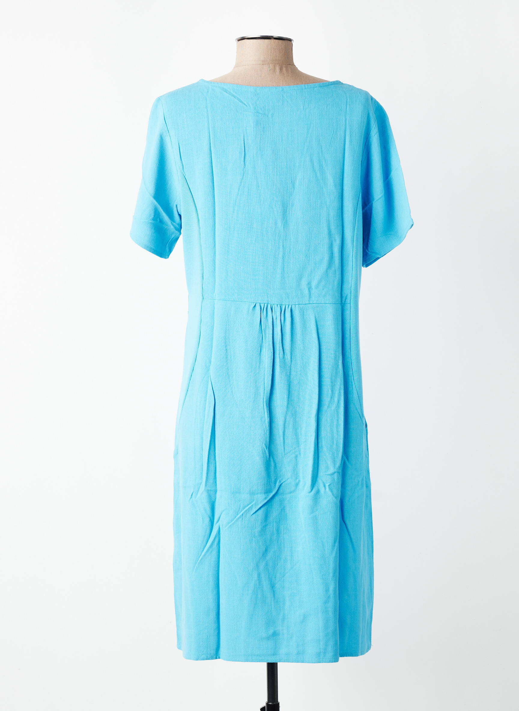 Rochie midi croială fluidă mâneci scurte albastru KAFFE femeie