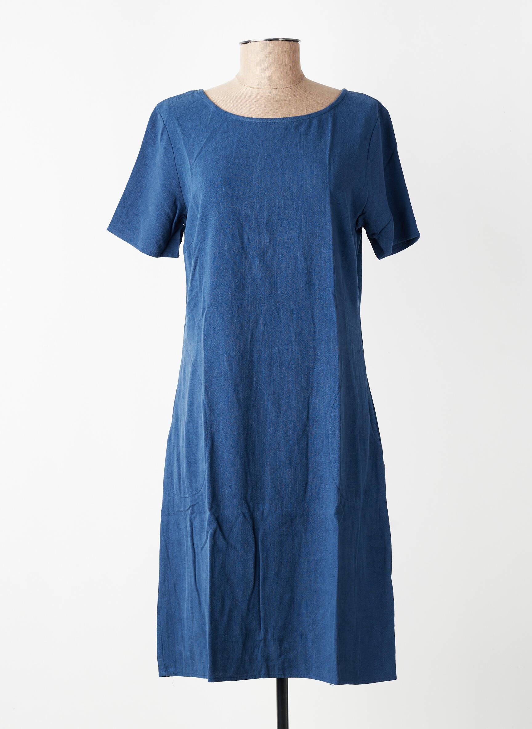 Rochie midi croială fluidă mâneci scurte albastru închis KAFFE femeie