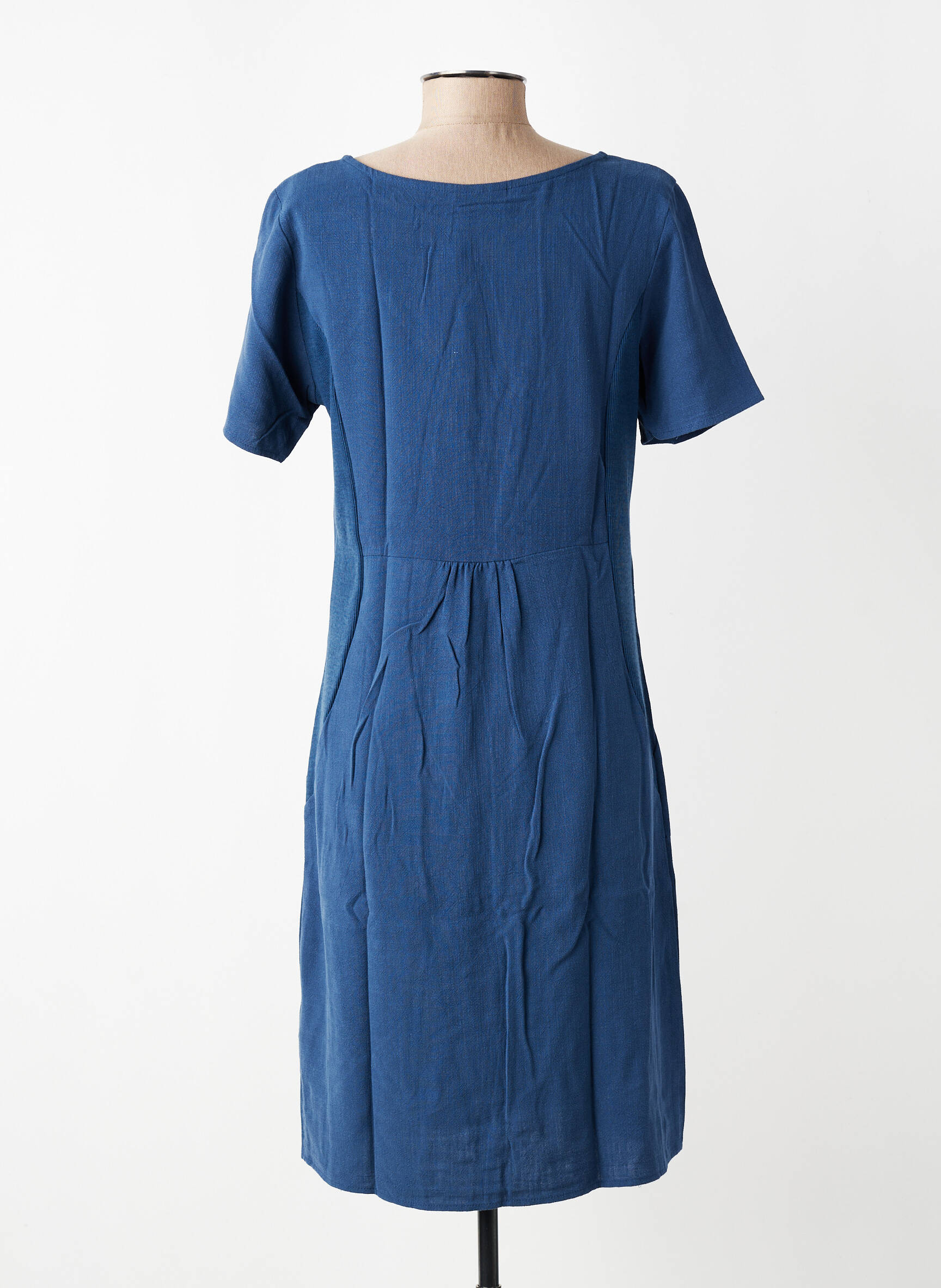 Rochie midi croială fluidă mâneci scurte albastru închis KAFFE femeie