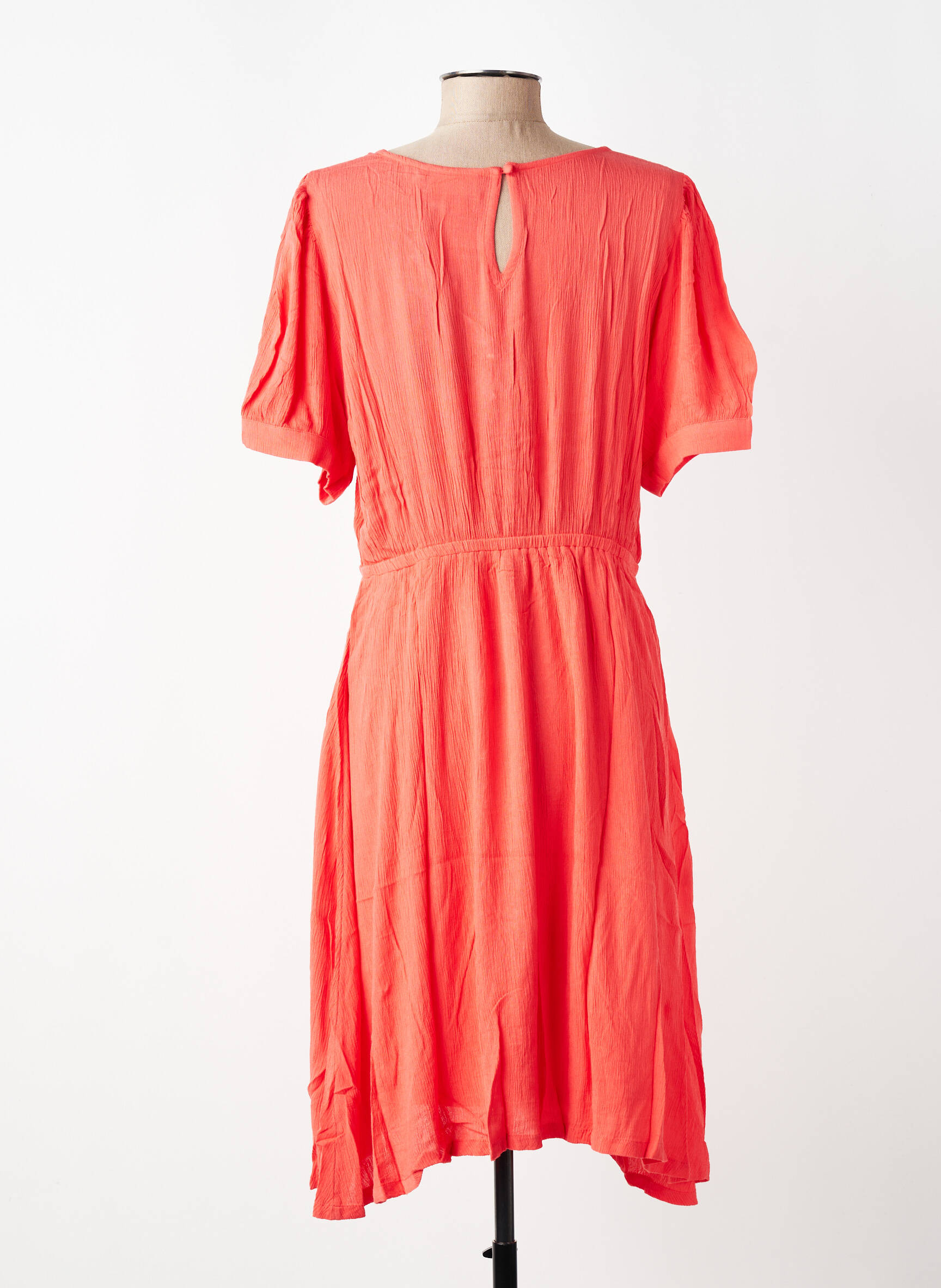 Rochie midi croială fluidă mâneci scurte portocalie KAFFE femeie