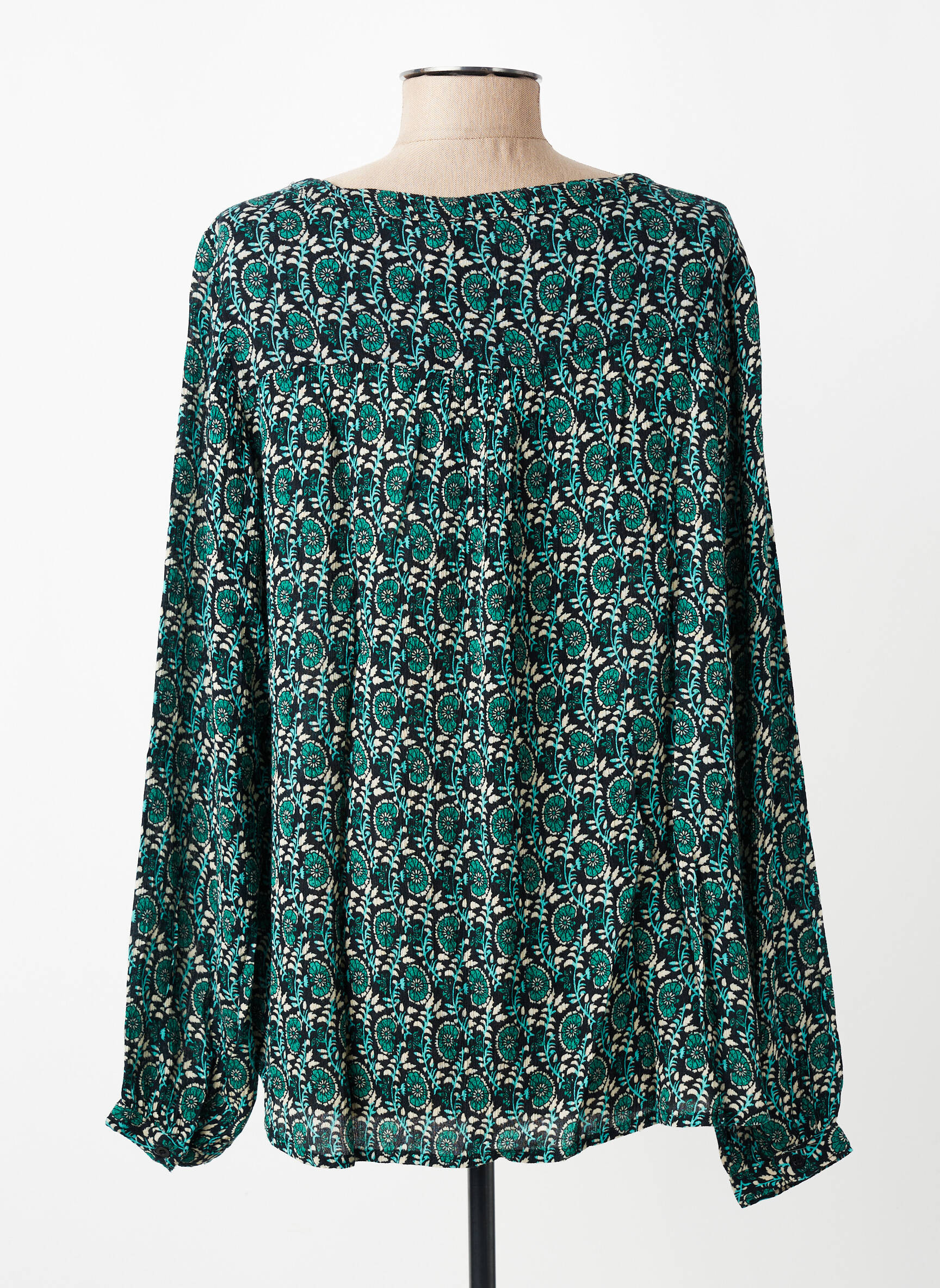 Bluză imprimeu floral mâneci lungi verde KAFFE femeie