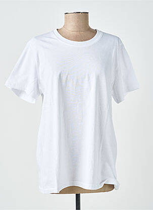 Tricou croială dreaptă mâneci scurte alb KAFFE femeie
