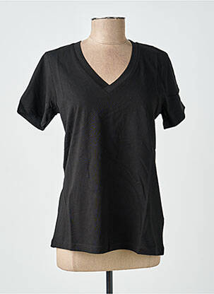 Tricou croială dreaptă mâneci scurte negru KAFFE femeie