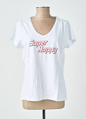 Tricou imprimeu fantezie mâneci scurte alb PIECES femeie