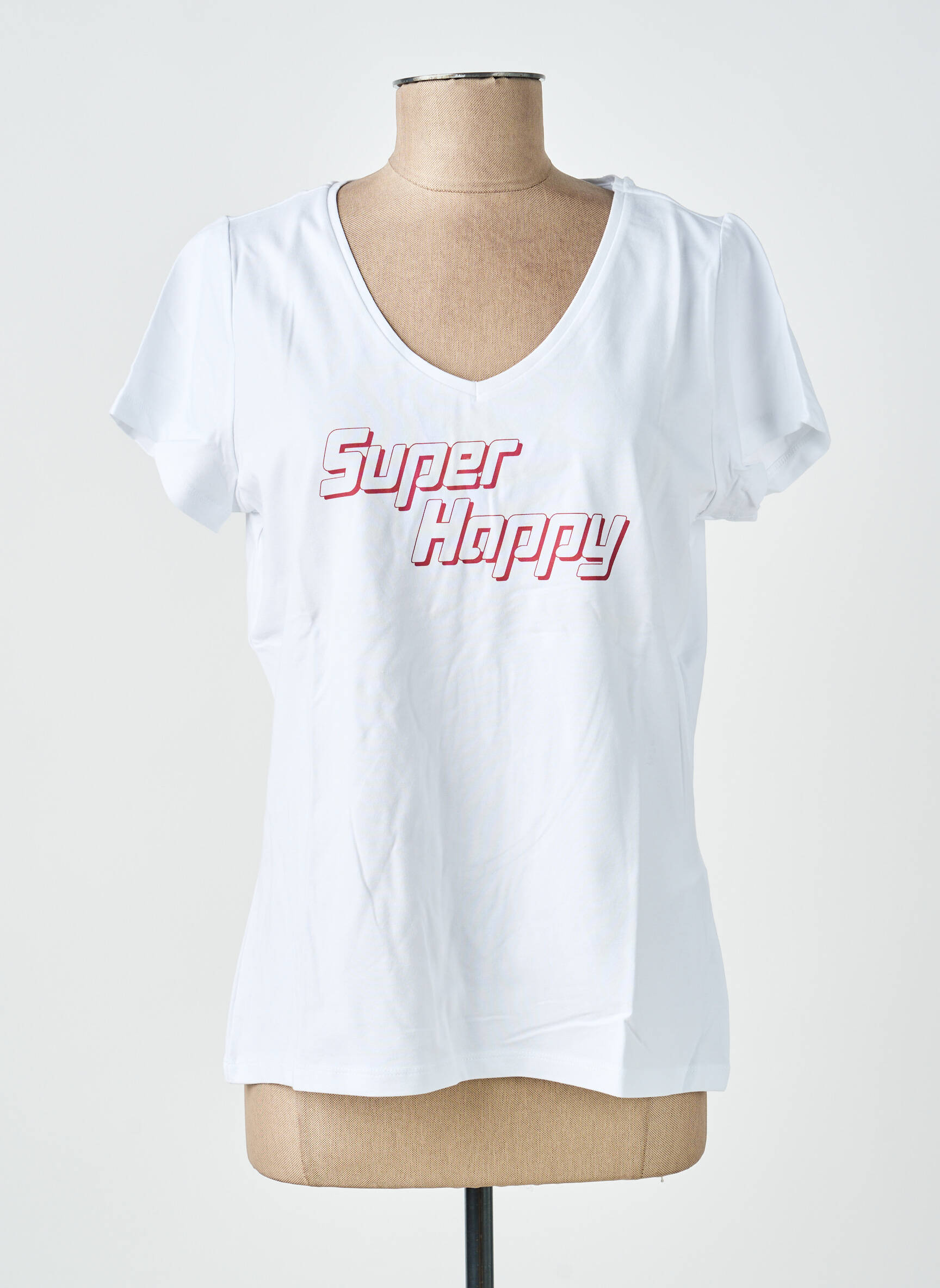 Tricou imprimeu fantezie mâneci scurte alb PIECES femeie
