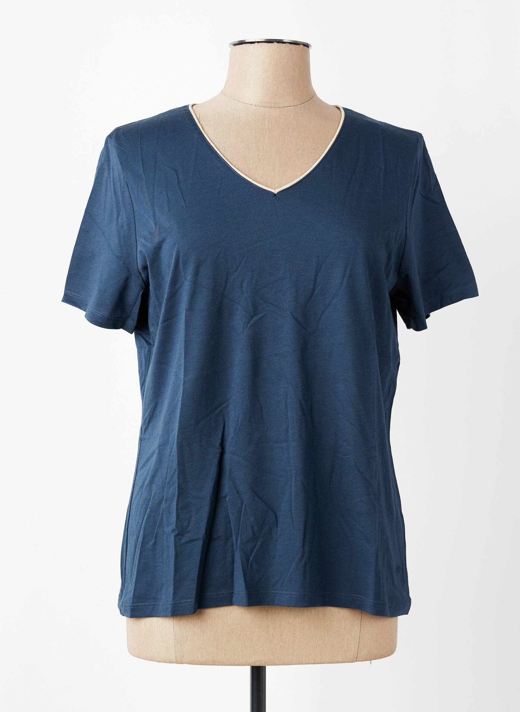 Tricou croială dreaptă mâneci scurte albastru JULIE GUERLANDE femeie