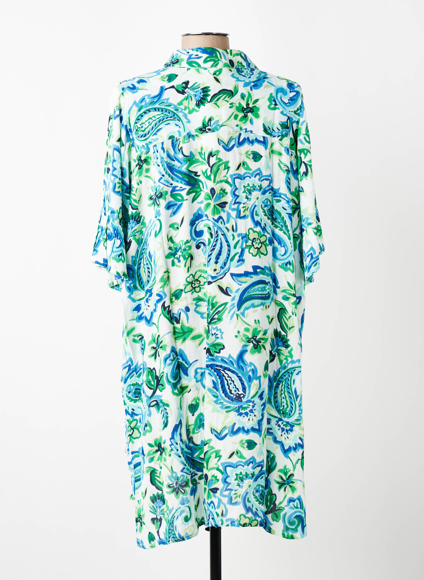 Rochie midi croială fluidă mâneci scurte albastru ZHENZI femeie