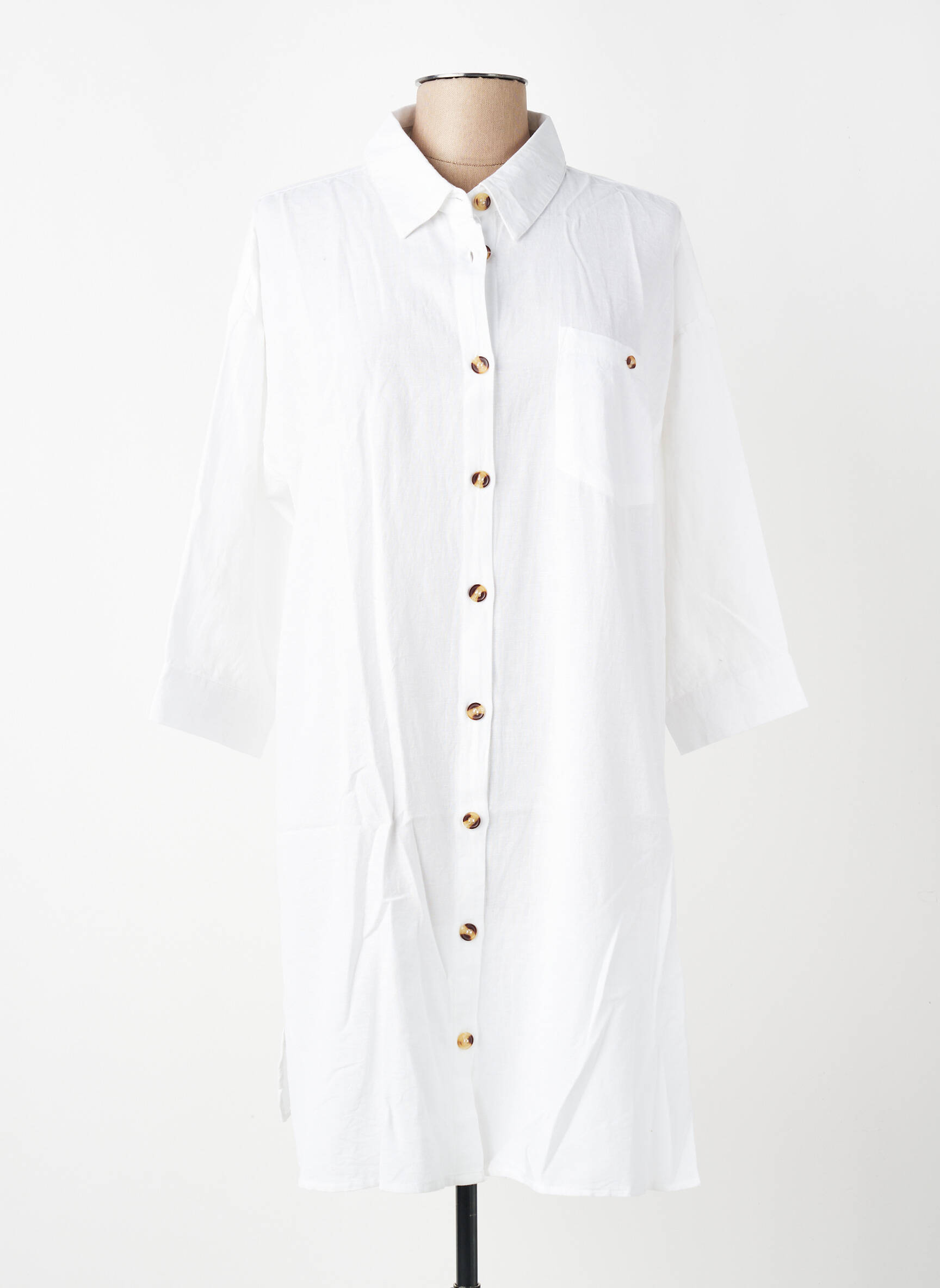 Rochie scurtă mâneci 3/4 mâneci 3/4 alb ZHENZI femeie