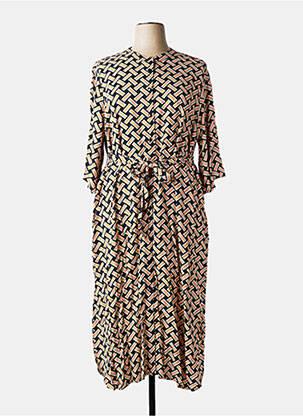 Rochie lungă imprimeu fantezie mâneci 3/4 negru KAFFE femeie