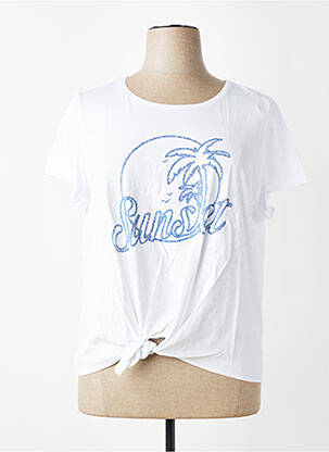 Tricou serigrafie flockată mâneci scurte alb JULIE GUERLANDE femeie