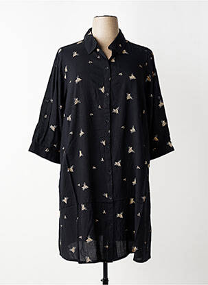 Rochie midi imprimeu floral mâneci 3/4 negru ZHENZI femeie