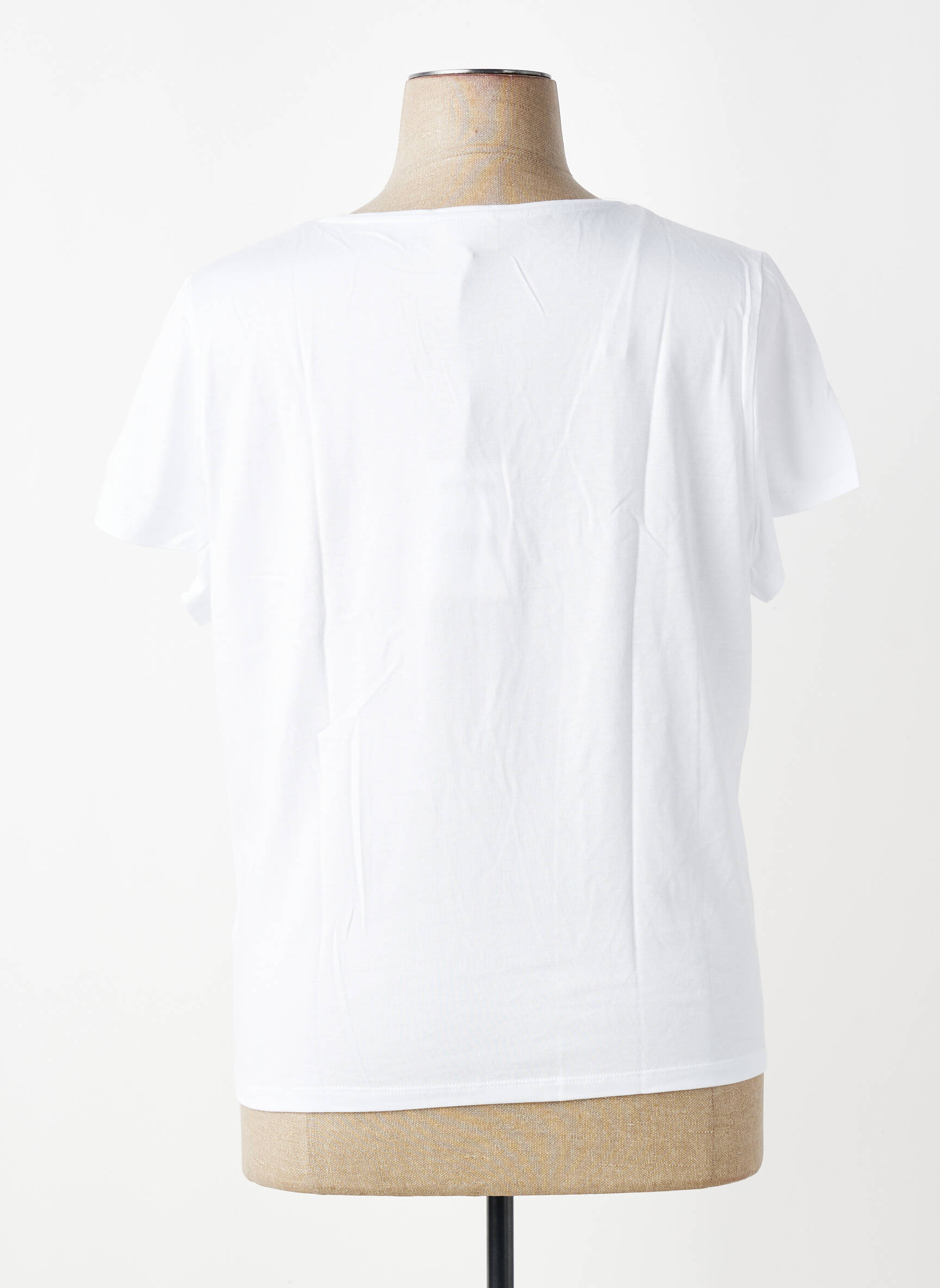 Tricou serigrafie flockată mâneci scurte alb JULIE GUERLANDE femeie