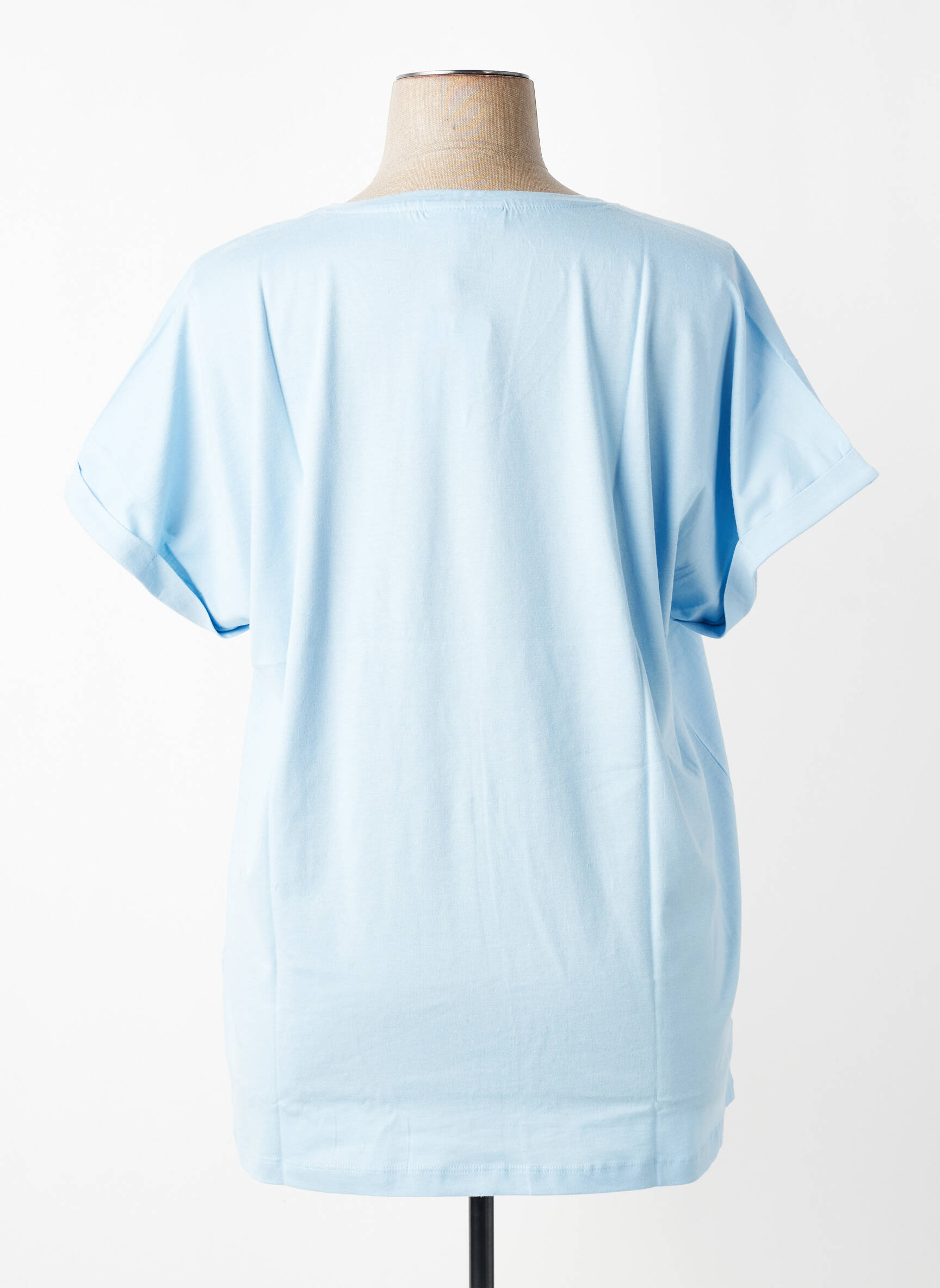 Tricou croială dreaptă mâneci scurte albastru ZHENZI femeie