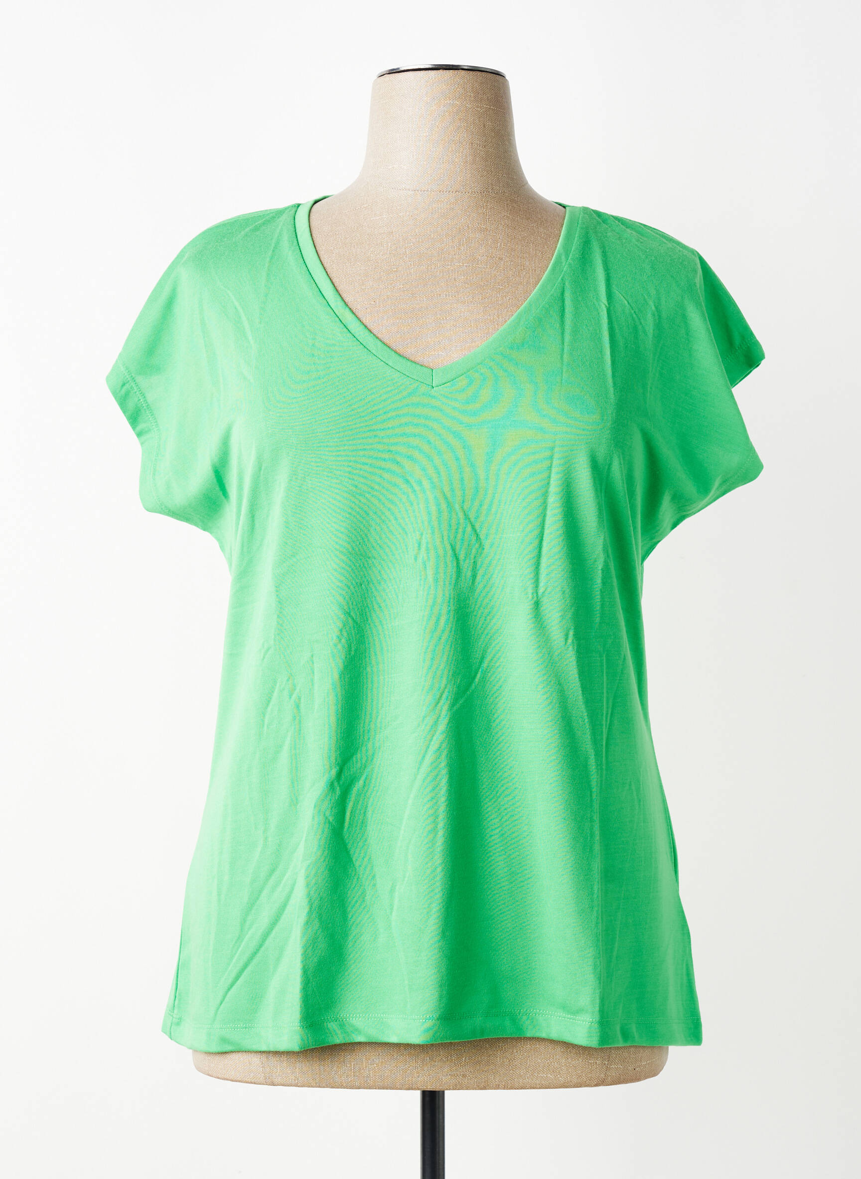 Tricou guler în v mâneci scurte verde KAFFE femeie