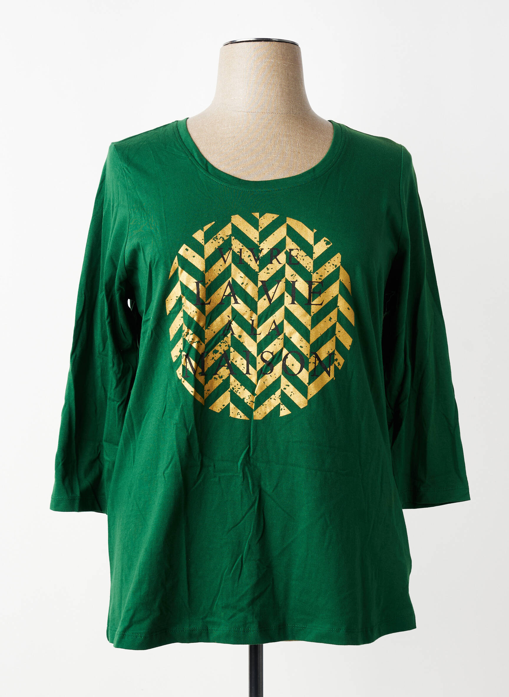 Tricou mâneci 3/4 mâneci 3/4 verde ZHENZI femeie