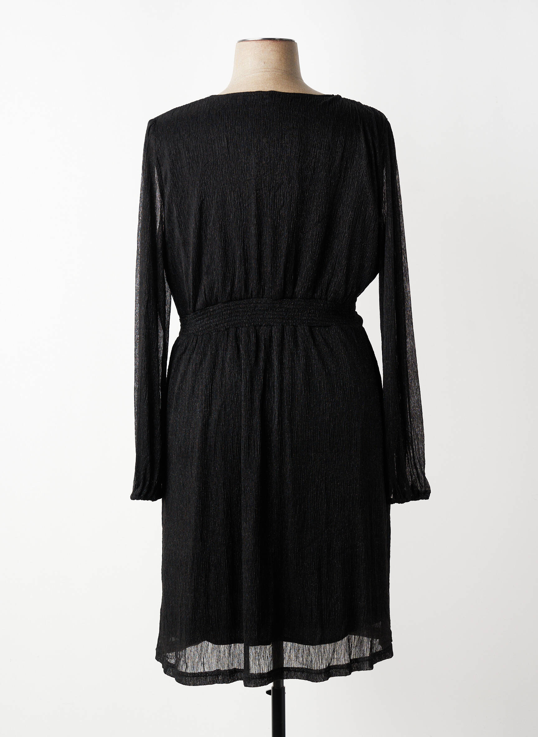 Rochie midi țesătură crep mâneci lungi negru MAELLE femeie