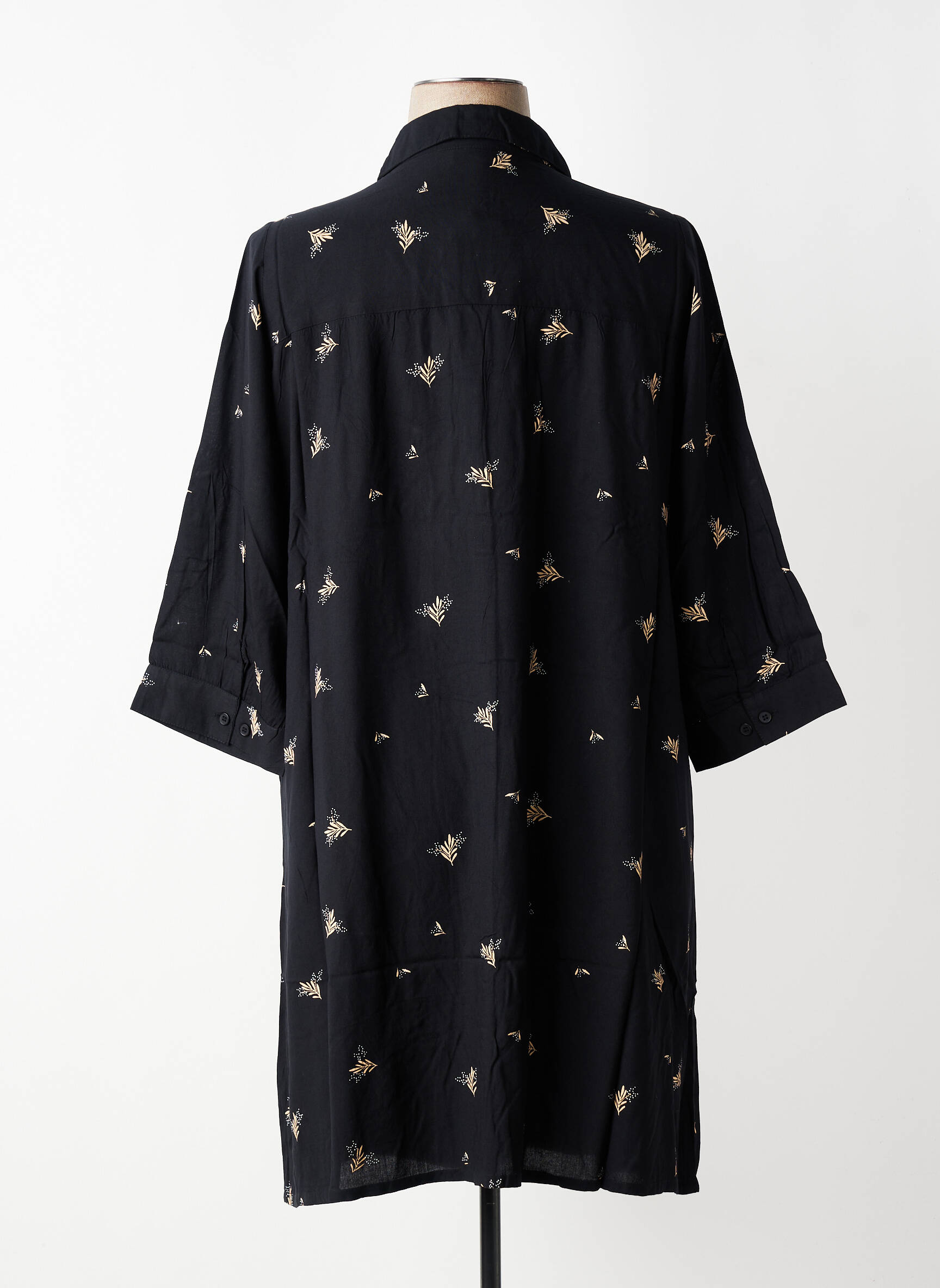Rochie midi imprimeu floral mâneci 3/4 negru ZHENZI femeie