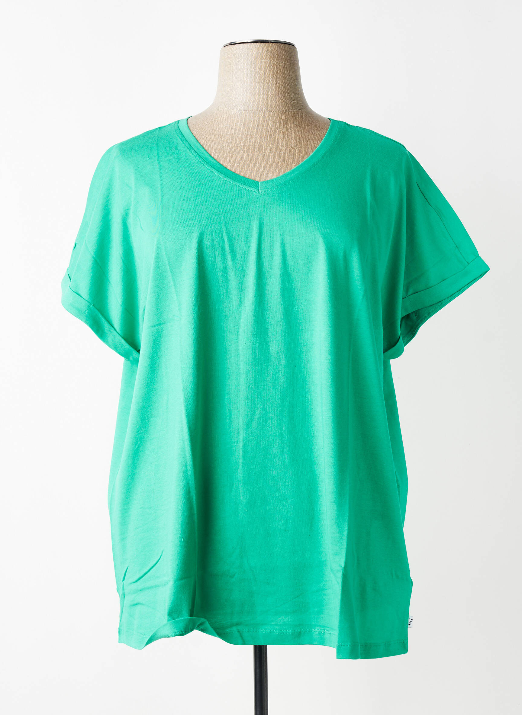 Tricou croială dreaptă mâneci scurte verde ZHENZI femeie