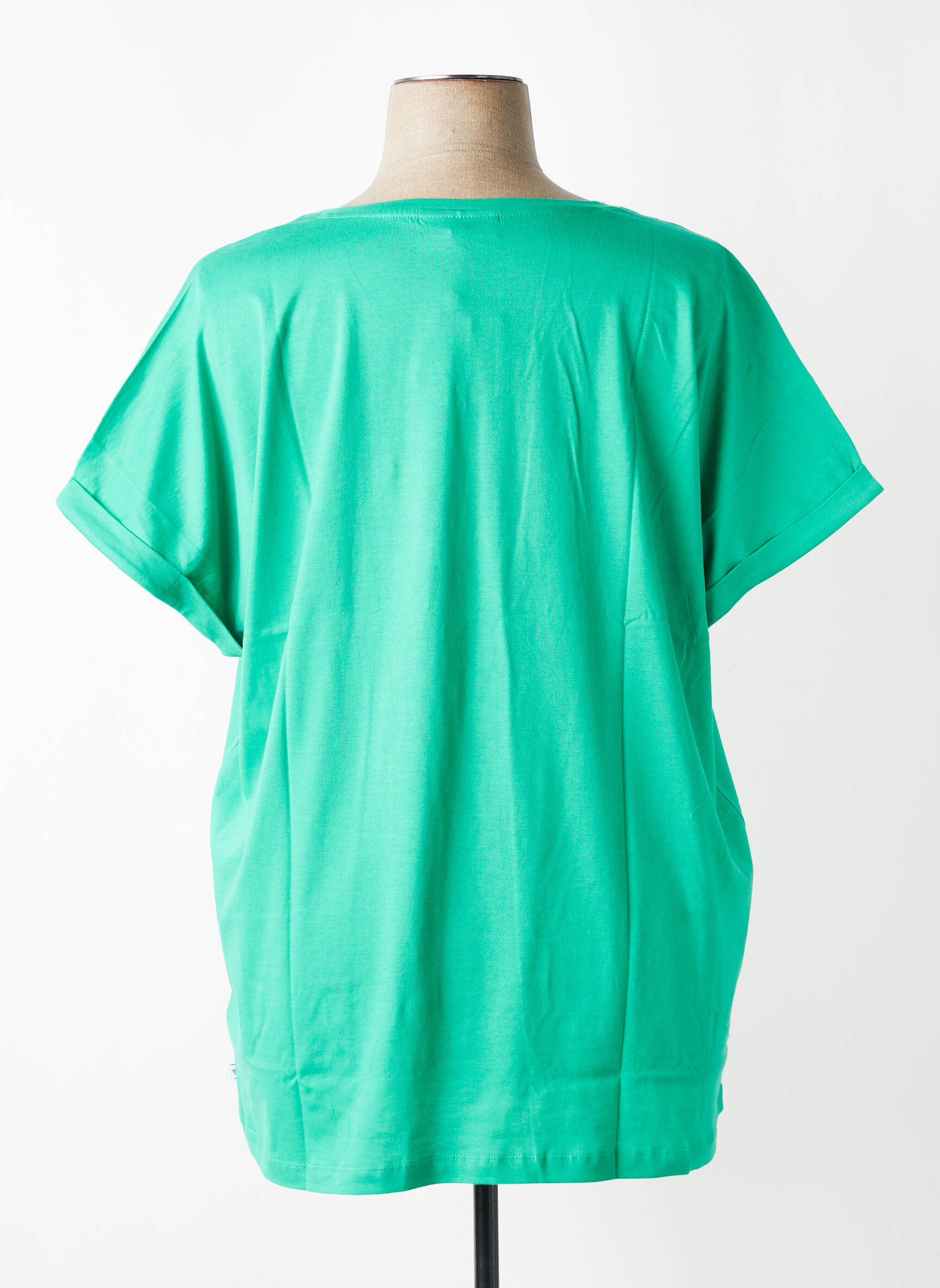 Tricou croială dreaptă mâneci scurte verde ZHENZI femeie